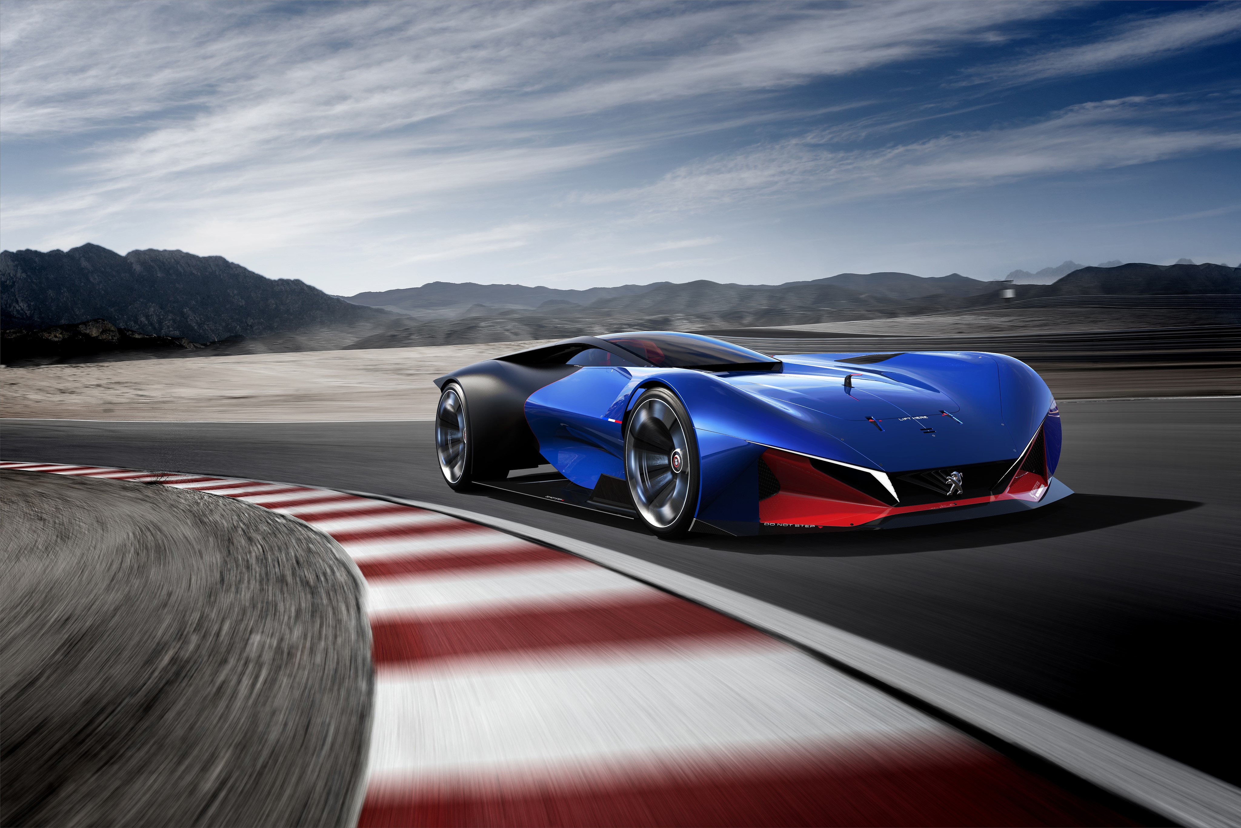 Peugeot L500 R HYbrid Concept car on a racetrack HD Wallpaper
