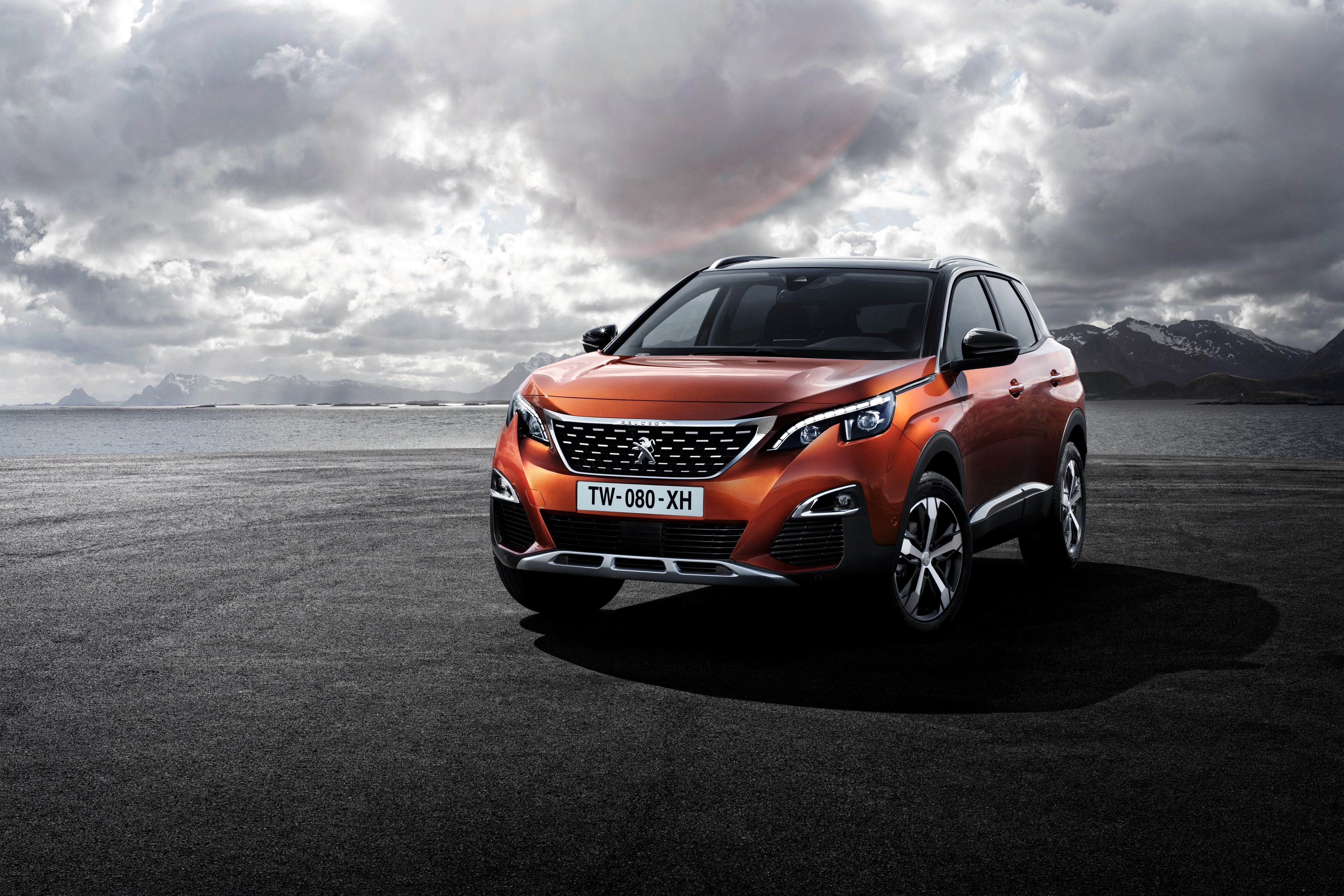 Orange Peugeot 3008 SUV HD Wallpaper