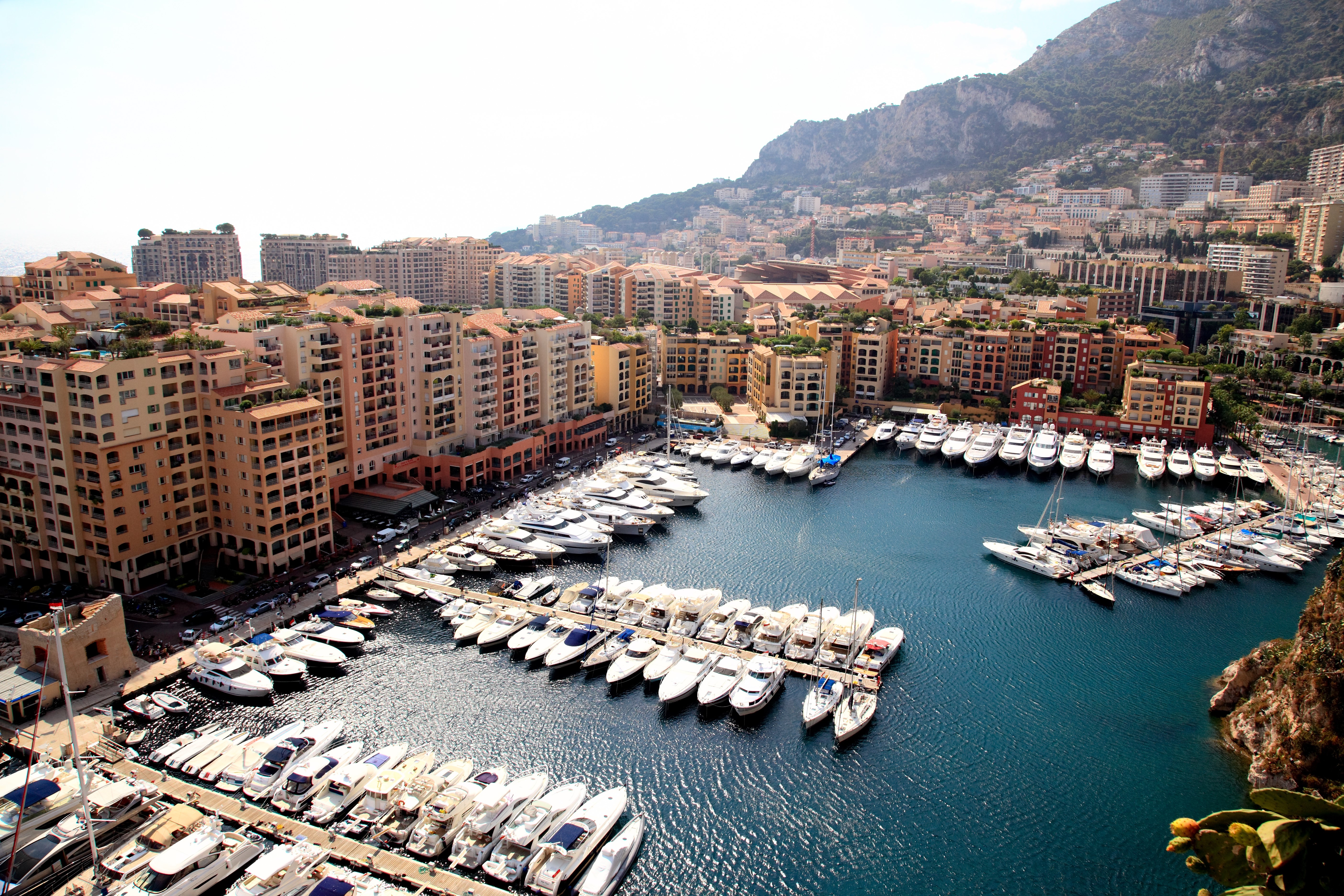 Monaco Marina with Yachts and Cityscape HD Wallpaper