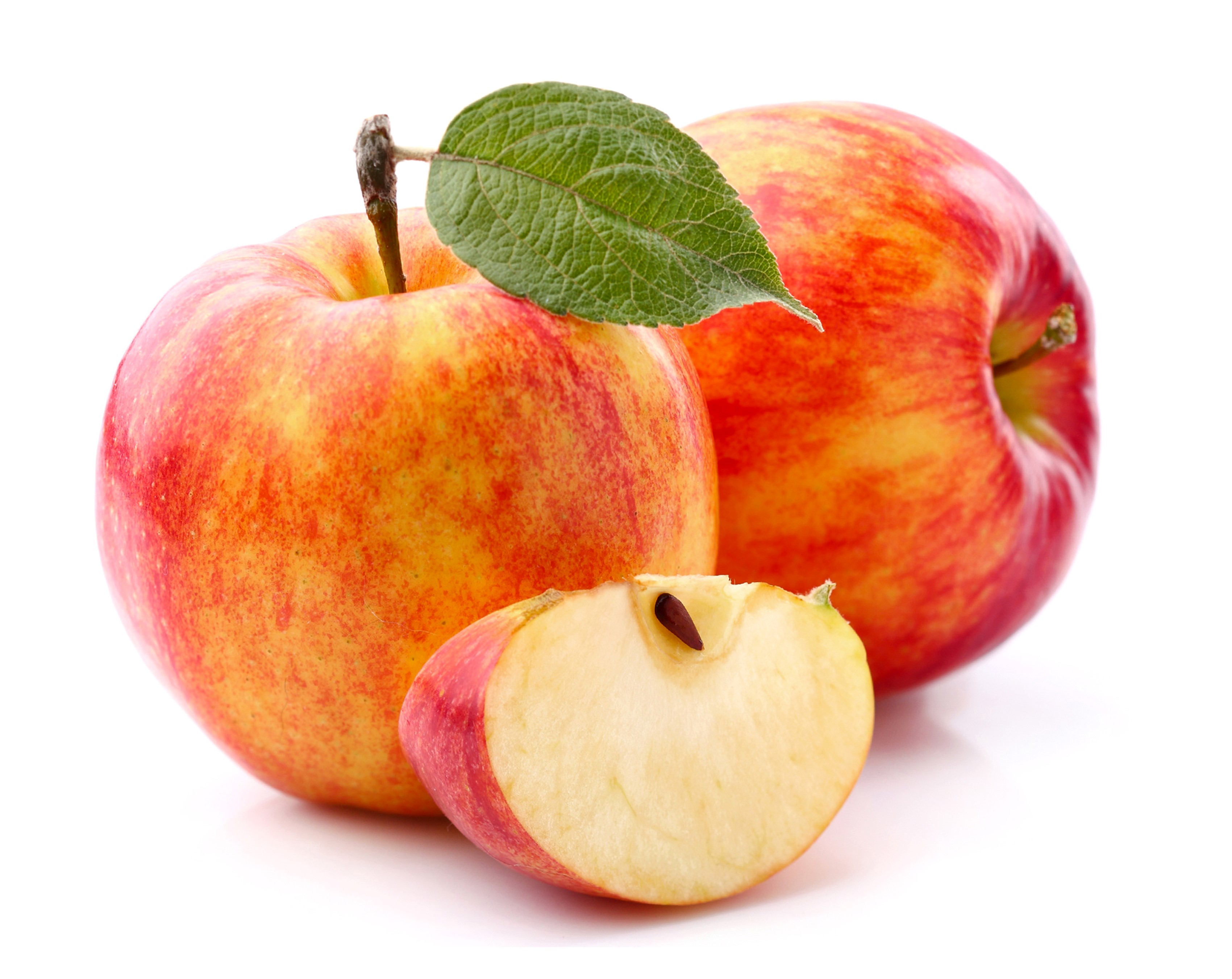 Two red and yellow apples with a slice HD Wallpaper