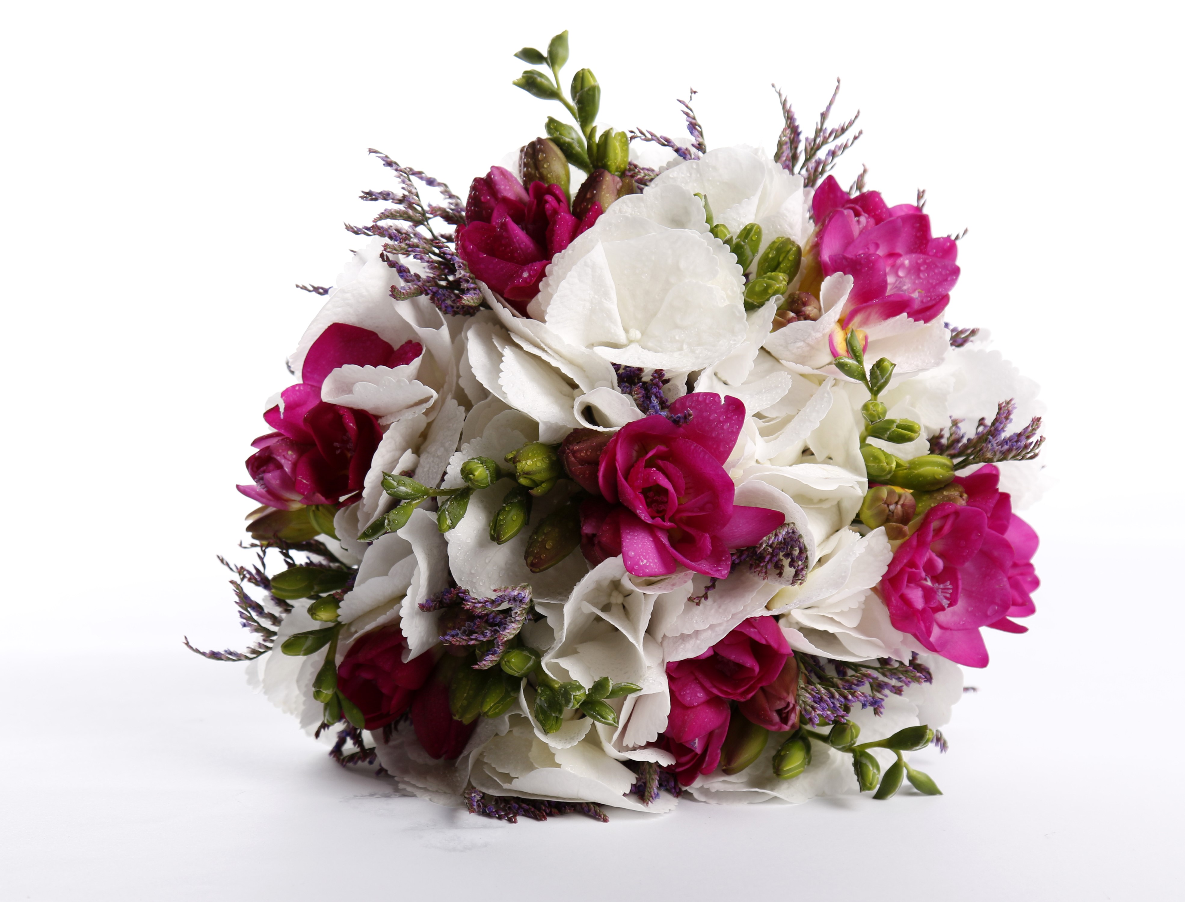 Bouquet of Freesia and Hydrangea flowers HD Wallpaper
