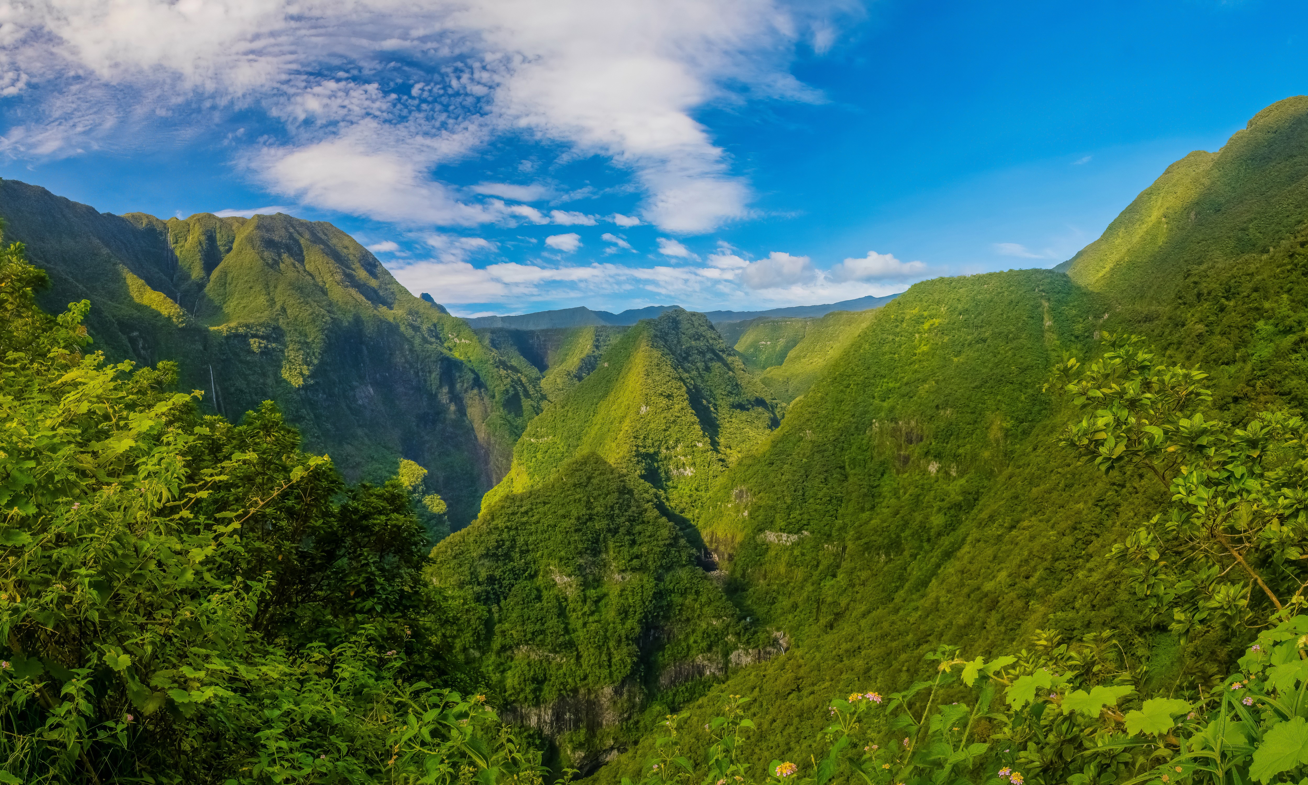 Reunion France Mountains and Clouds HD Wallpaper