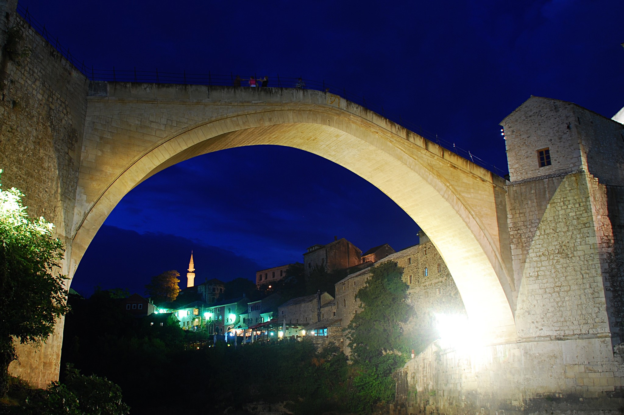 The Old Bridge in Mostar at night HD Wallpaper