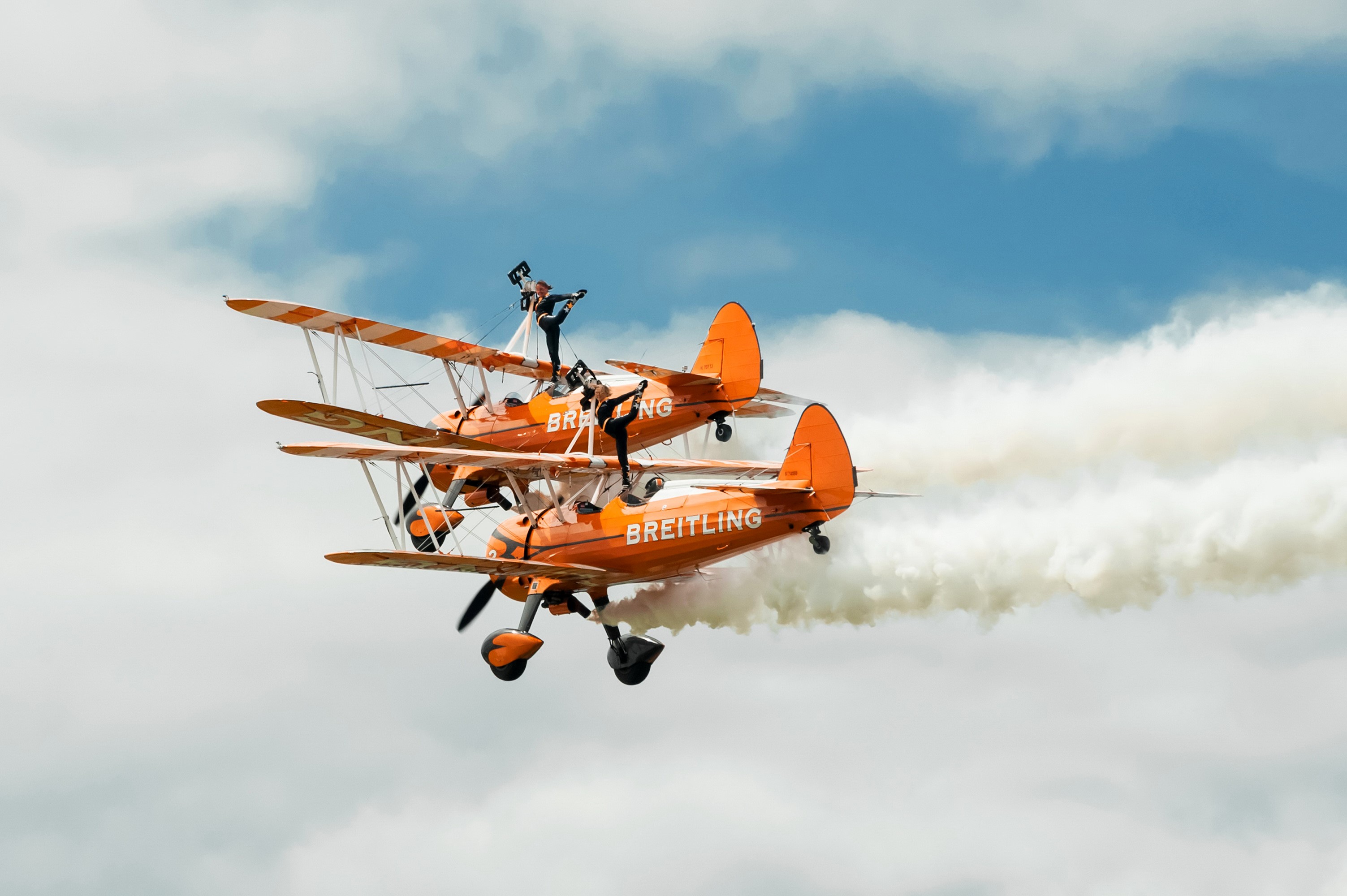 Two Breitling Airplanes with Wing Walkers HD Wallpaper