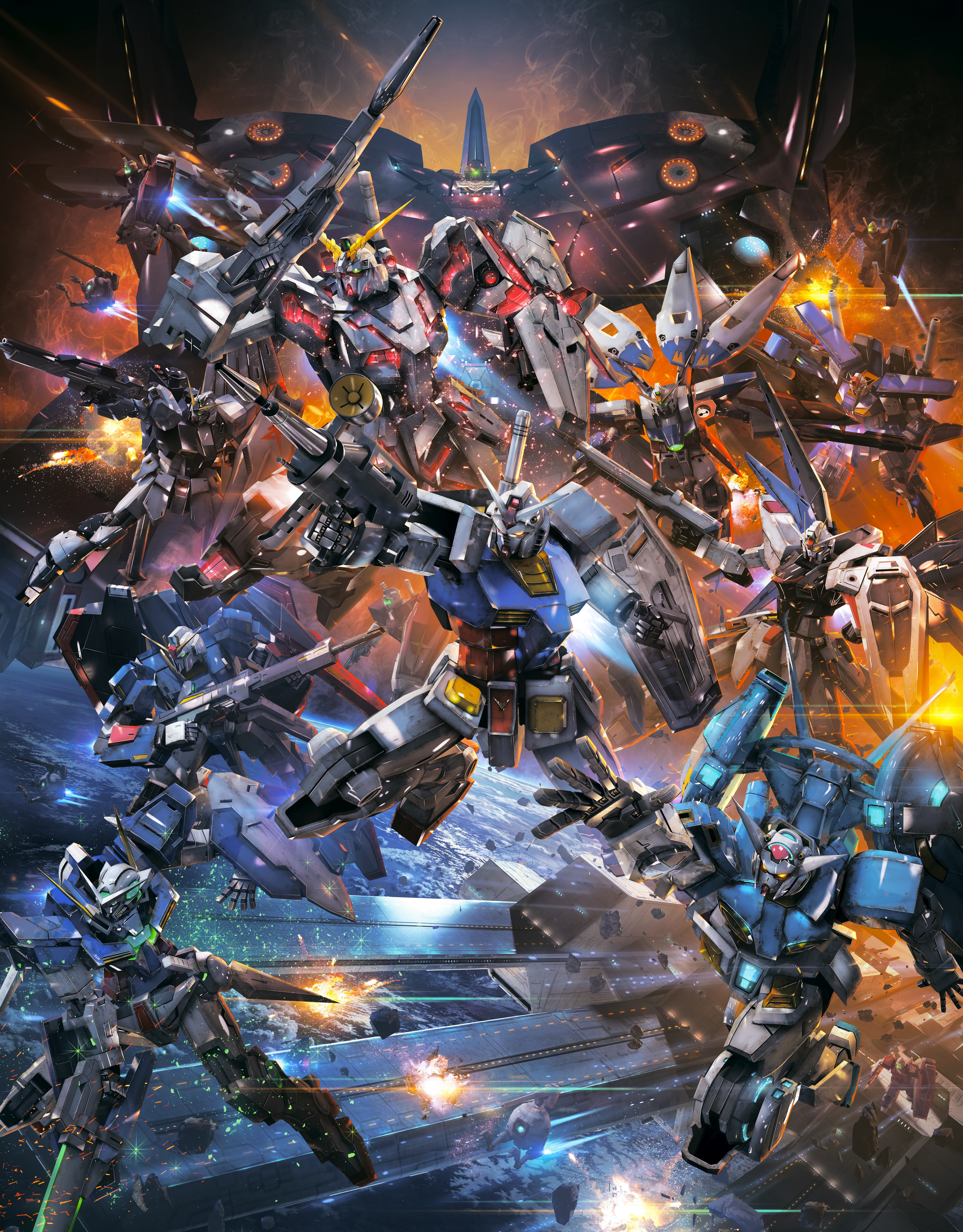 4K Mobile Suit Gundam Extreme VS-Force Battle Scene HD Phone Wallpaper