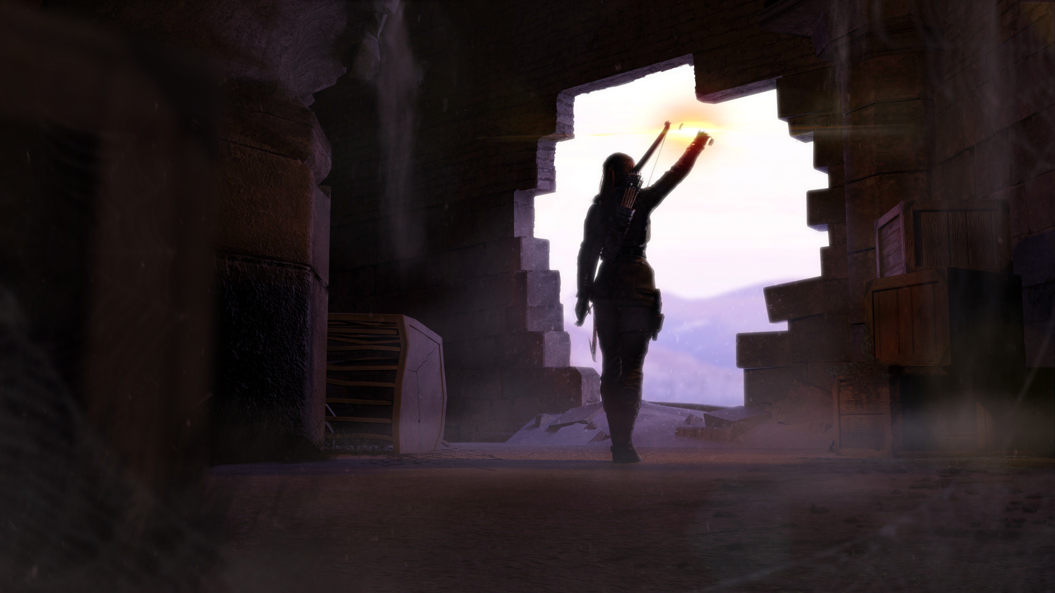 Lara Croft from Tomb Raider holding a torch HD Wallpaper