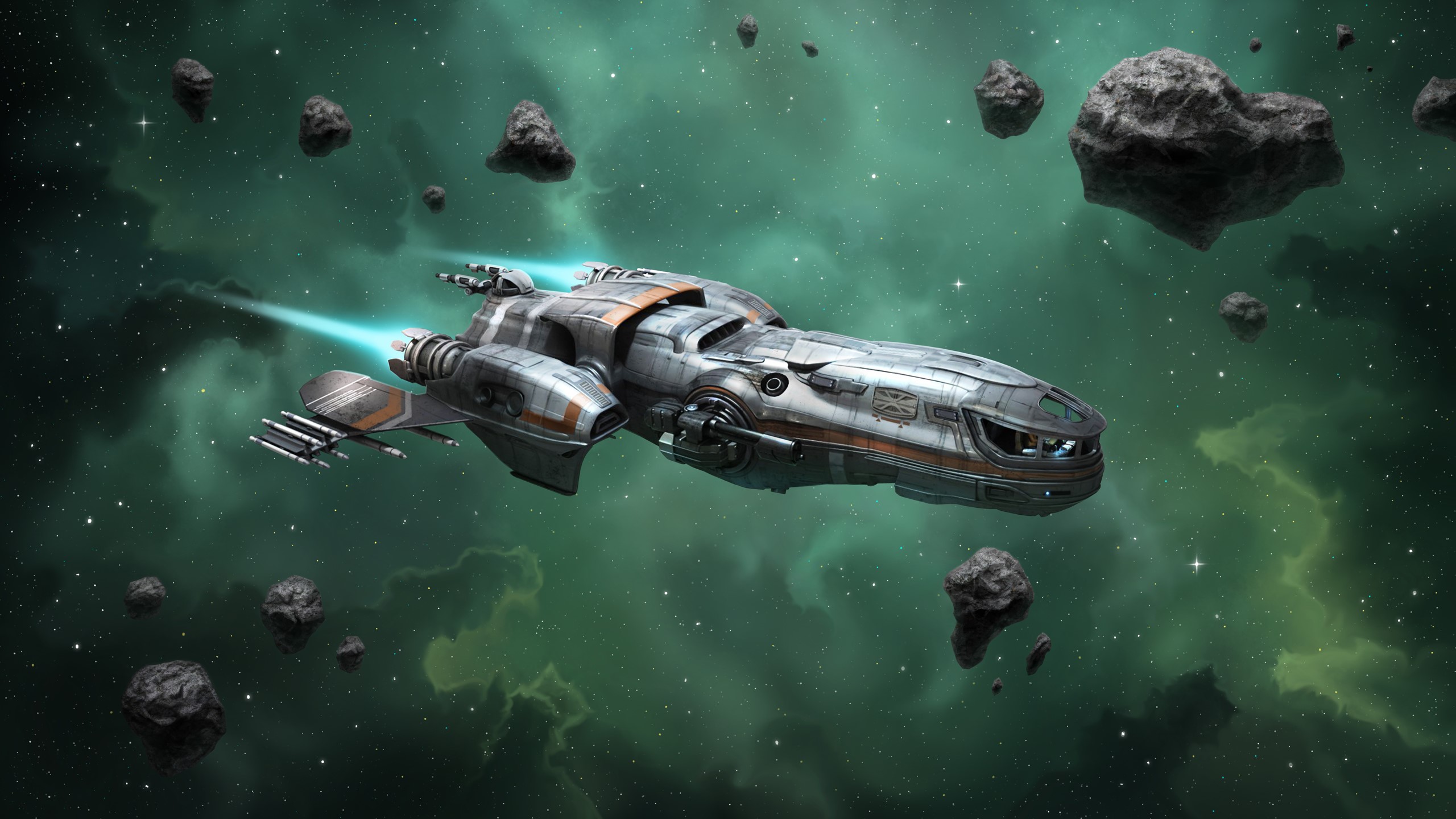 Star Citizen Starship in Asteroid Field HD Wallpaper