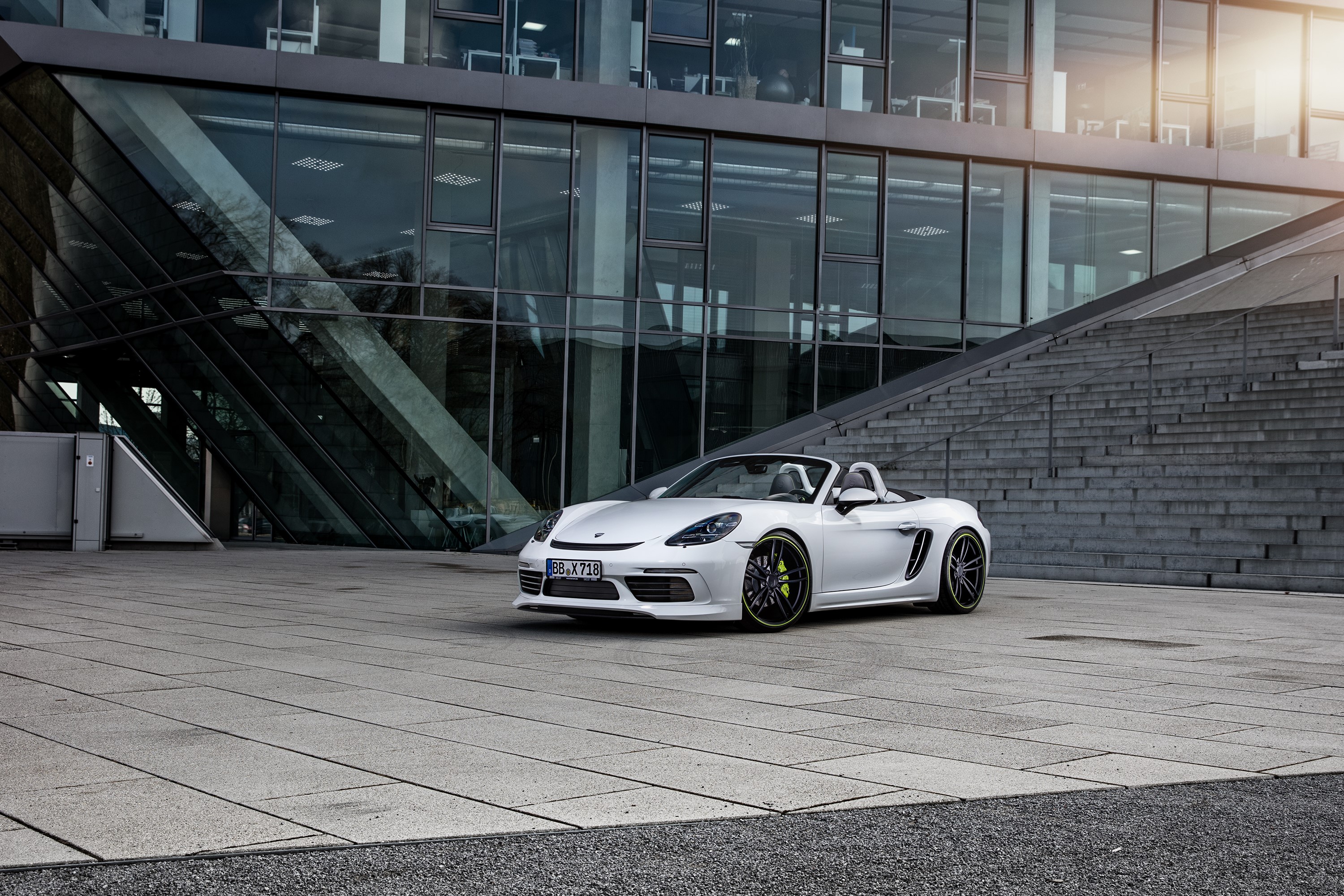 White TechArt Porsche 718 Boxster Cabriolet HD Wallpaper
