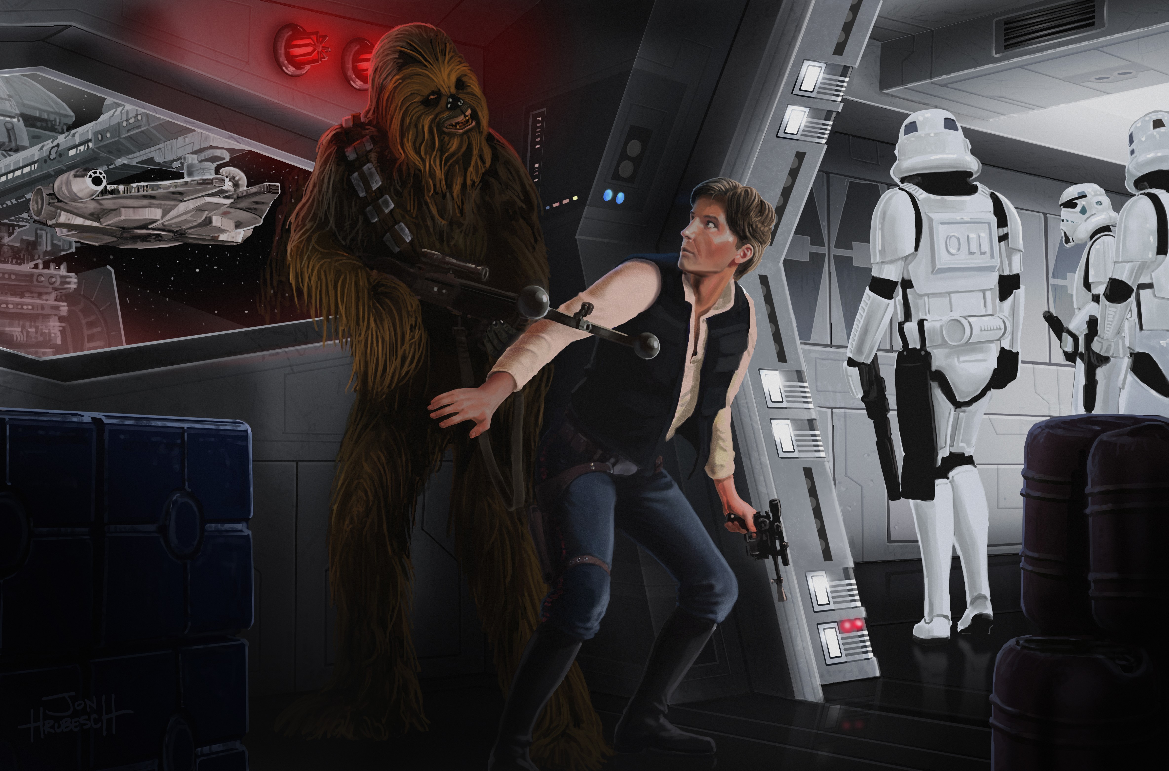 Han Solo and Chewbacca from Star Wars HD Wallpaper