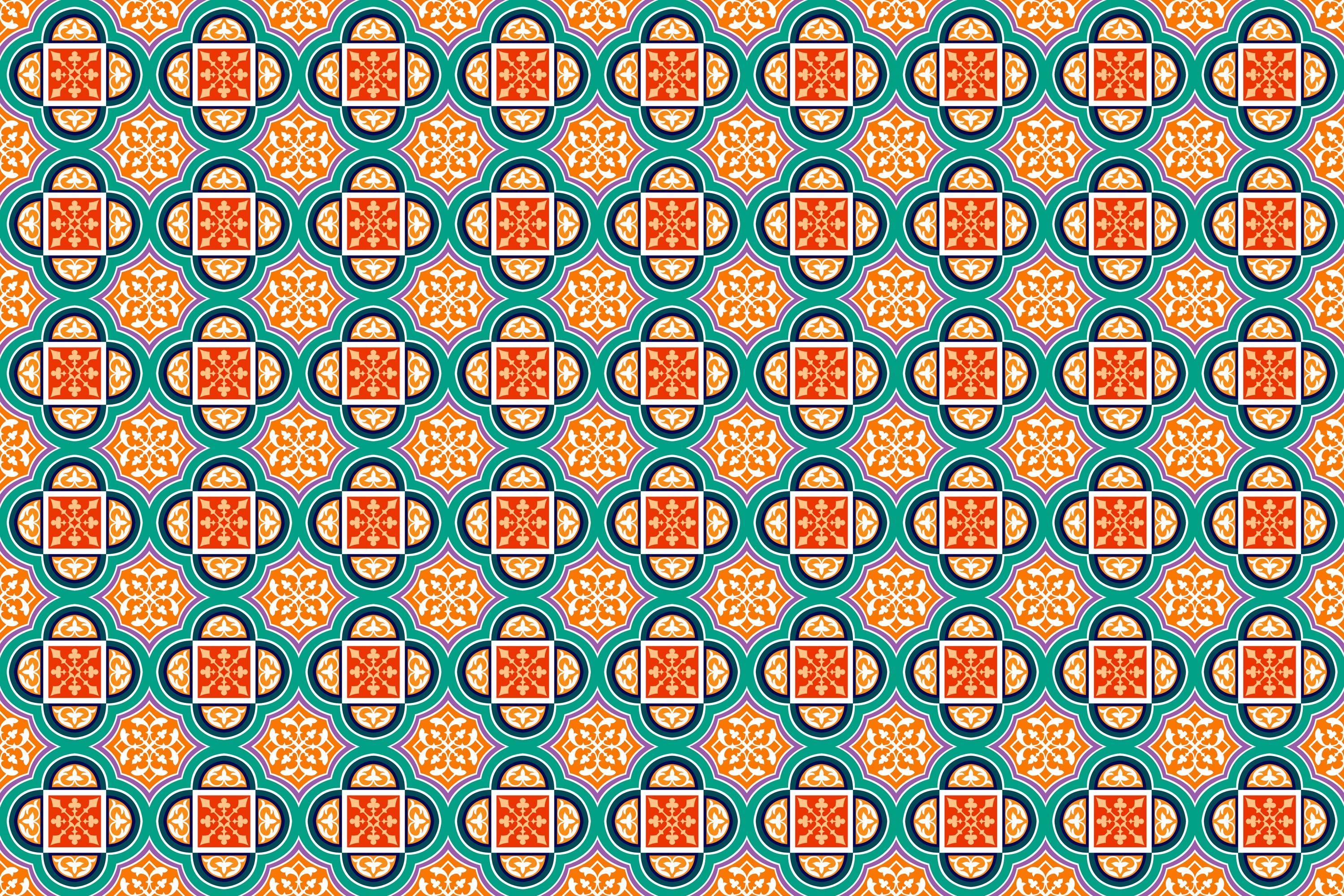 Geometric pattern with floral motifs HD Wallpaper