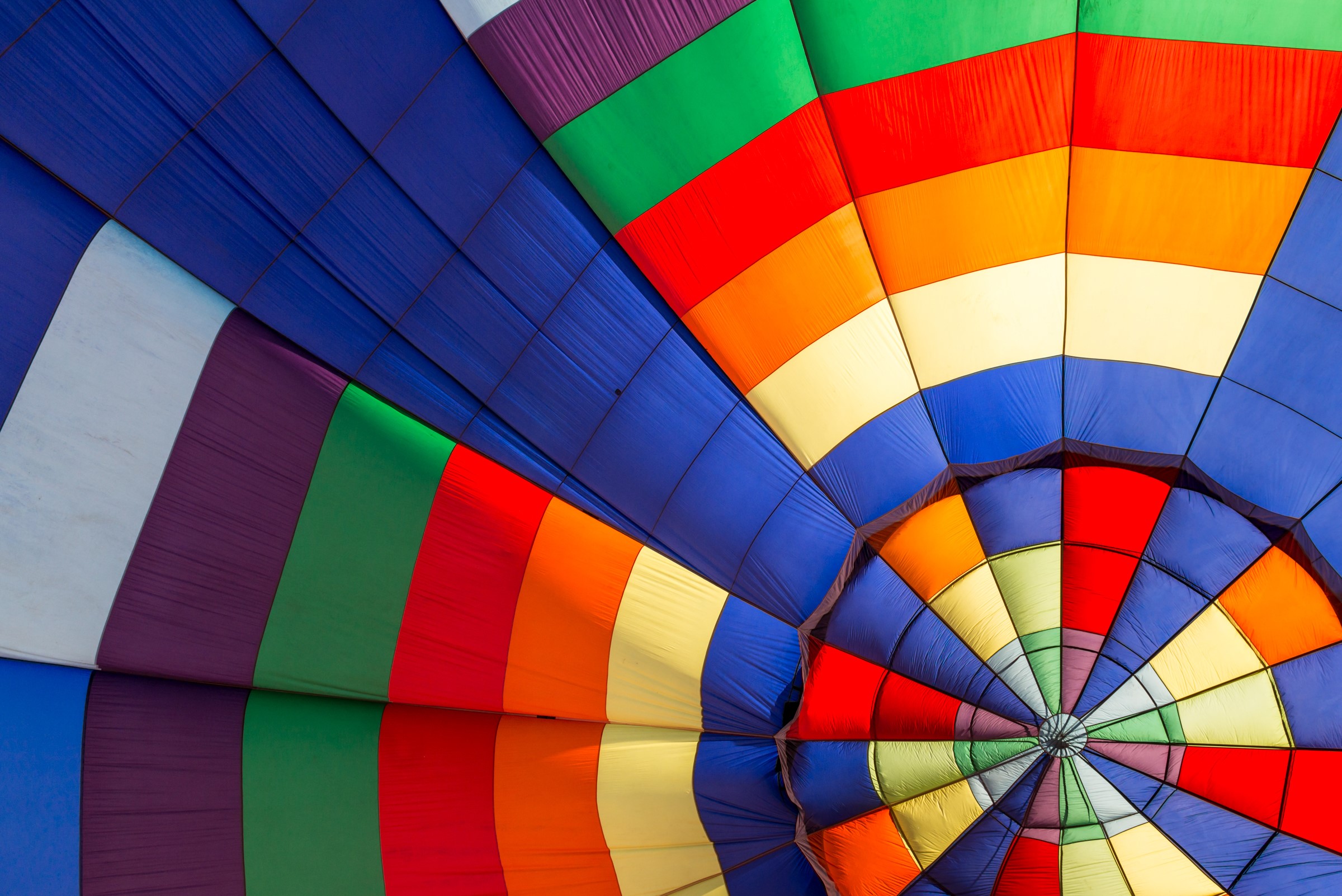 Closeup of a multicolor hot air balloon interior HD Wallpaper