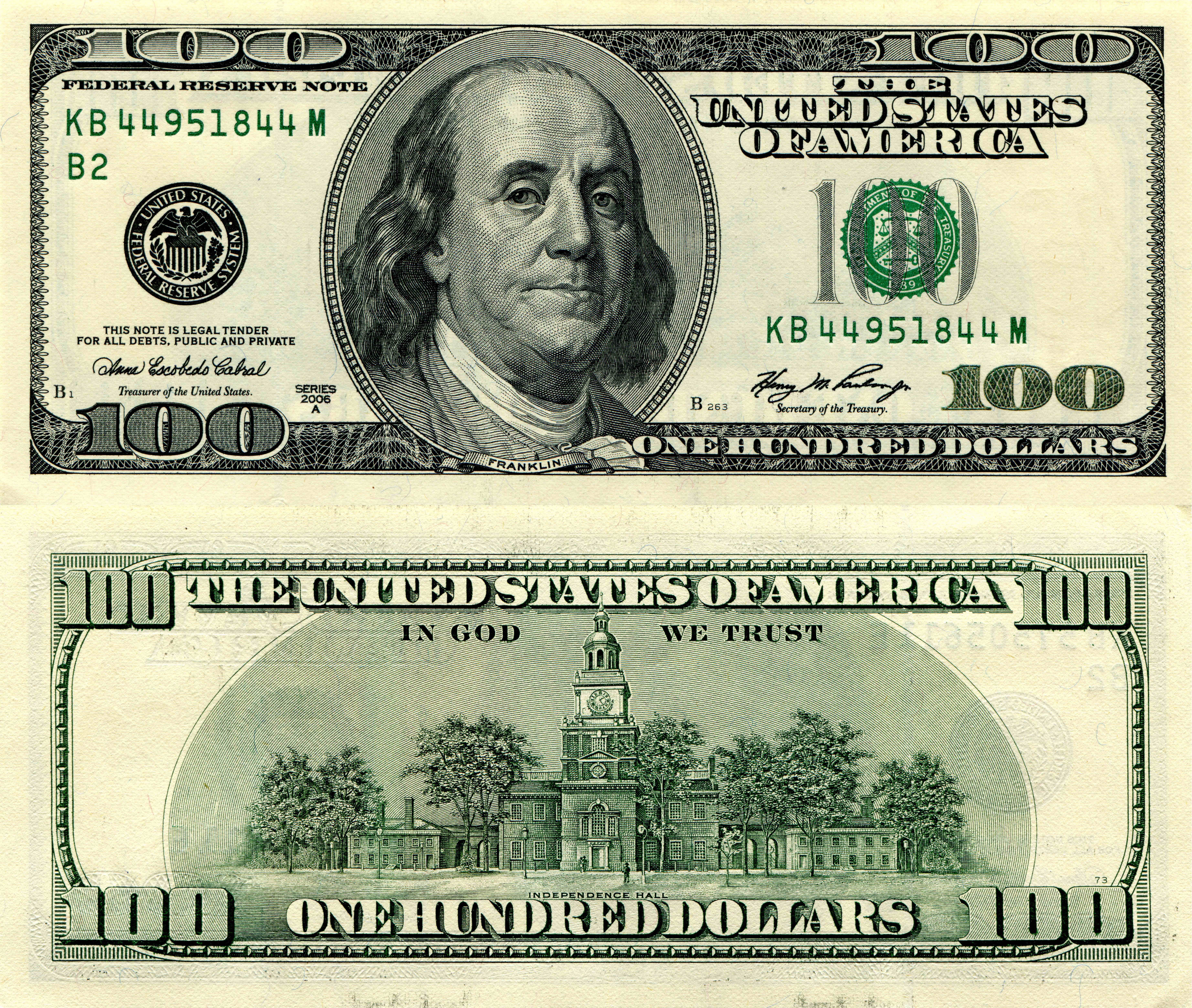 100 Dollar Bill Close-up with Franklin Portrait HD Wallpaper