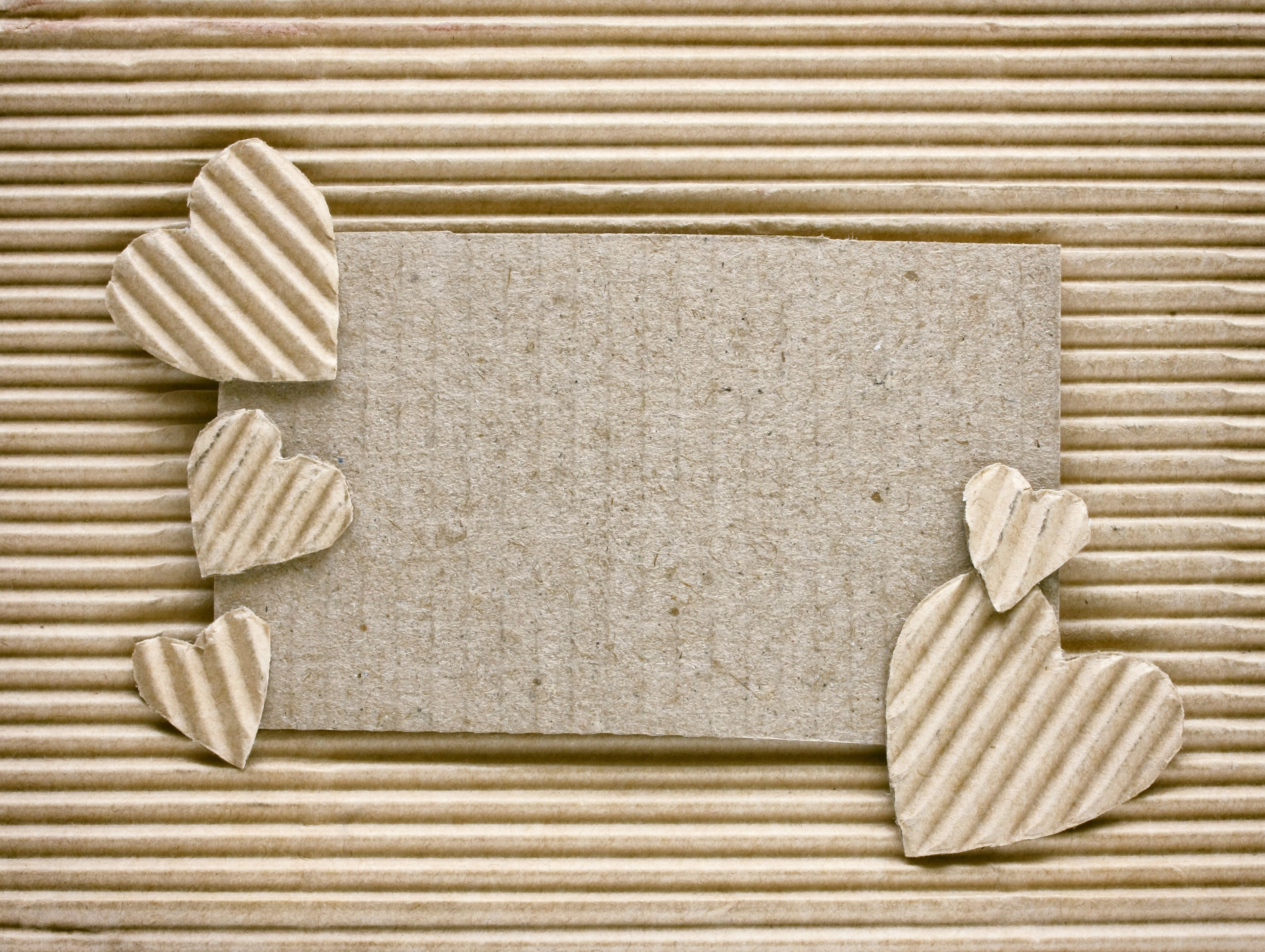 Corrugated Cardboard Hearts and Blank Card HD Wallpaper