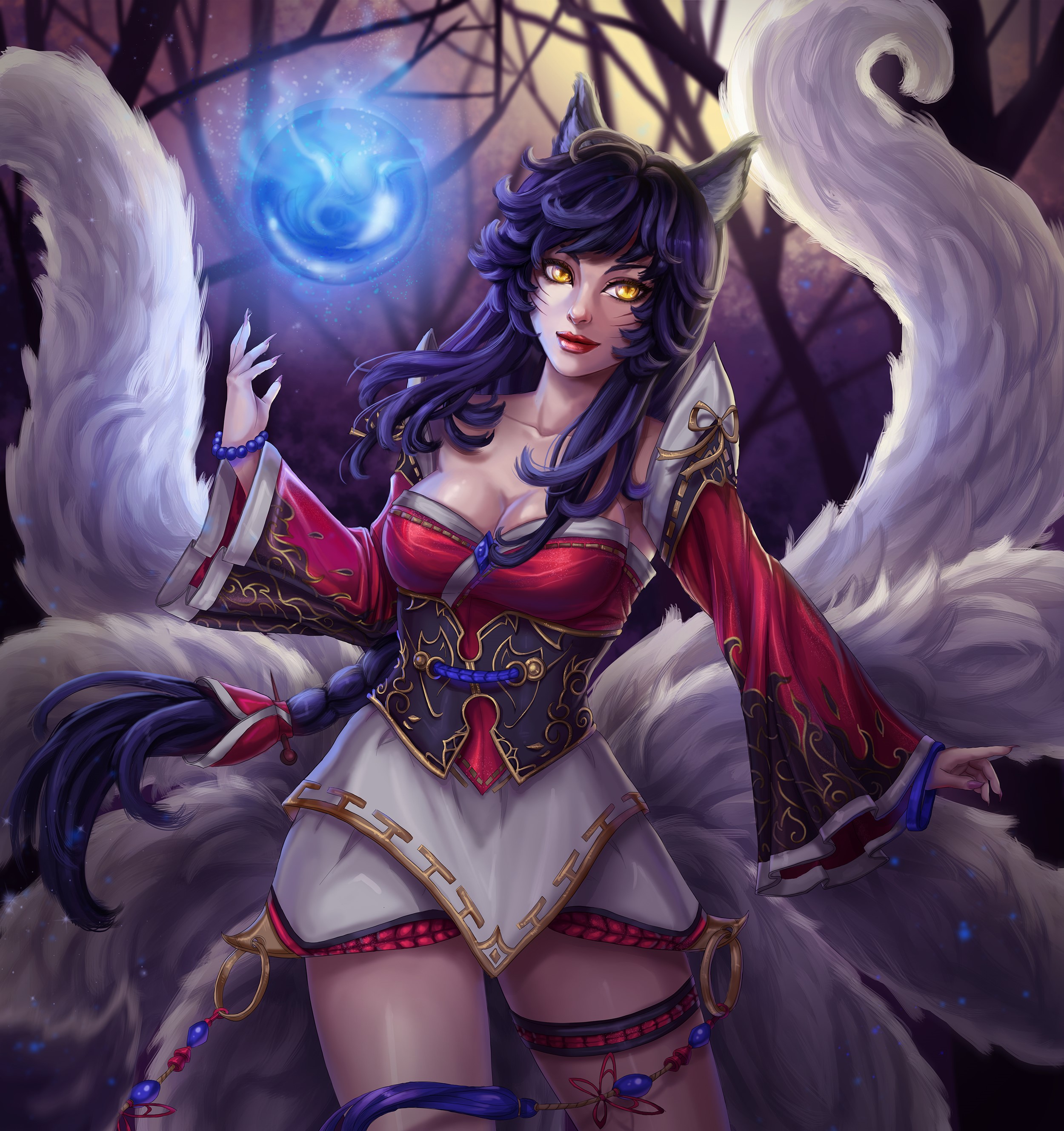 Ahri from League of Legends casting magic HD Wallpaper
