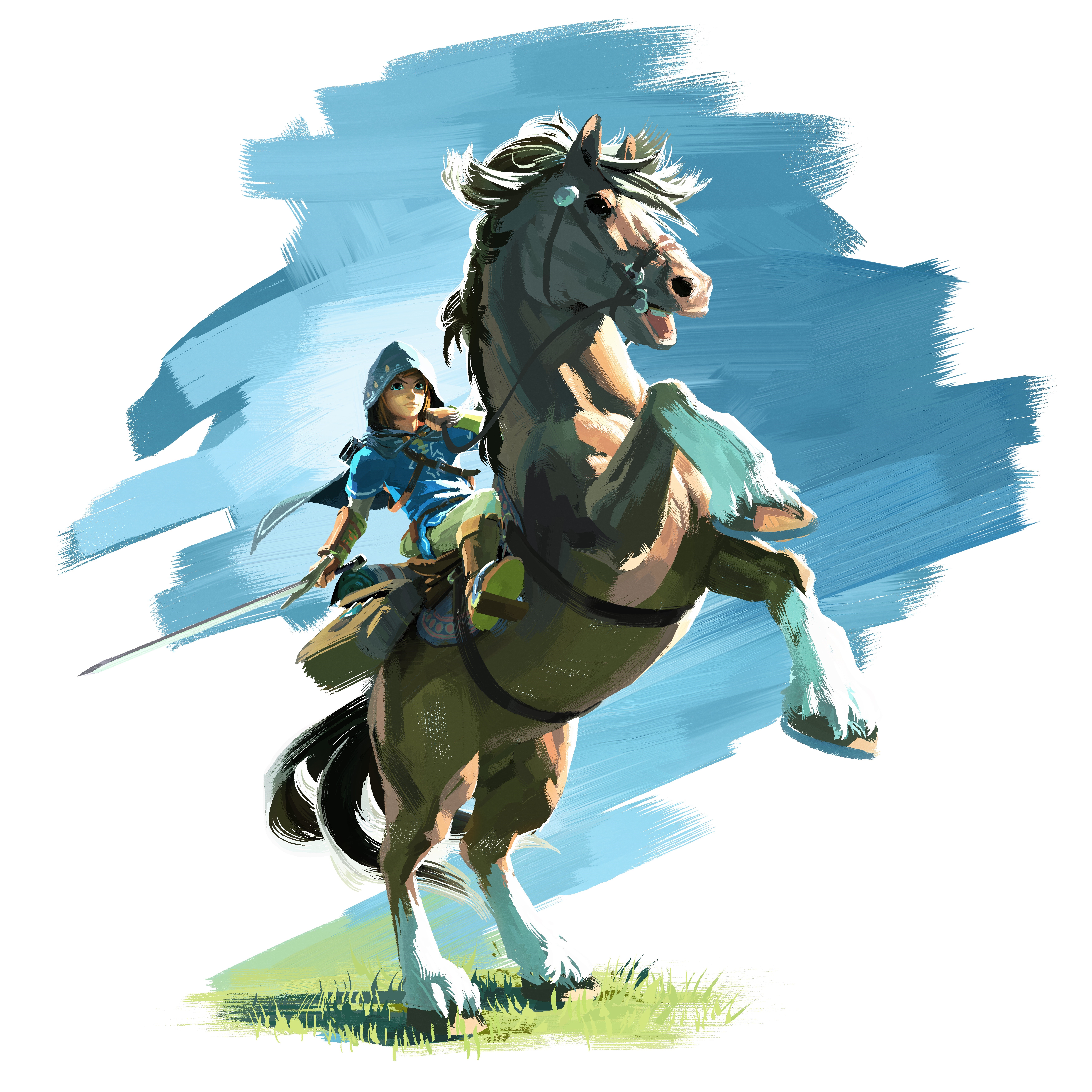 Link from The Legend of Zelda: Breath of the Wild on a Horse HD Wallpaper
