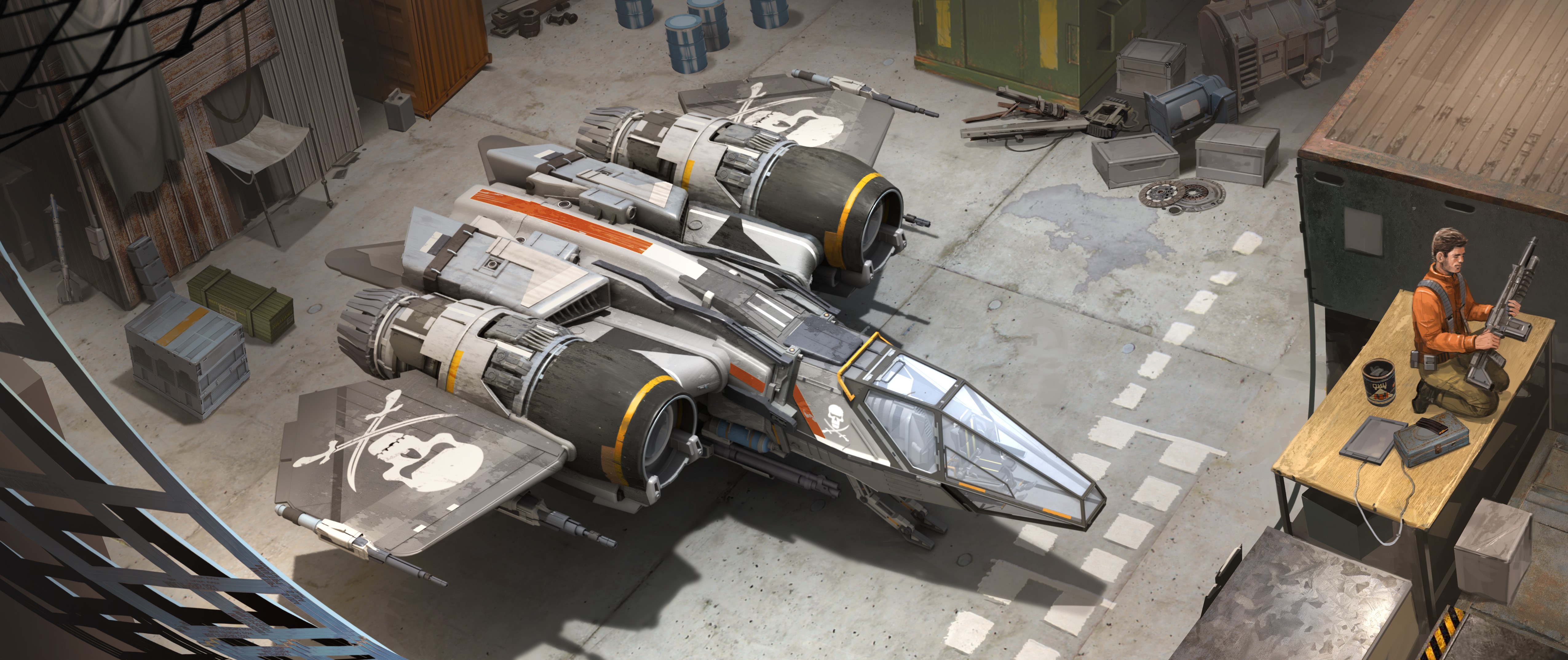 Star Citizen starship in a hangar HD Wallpaper