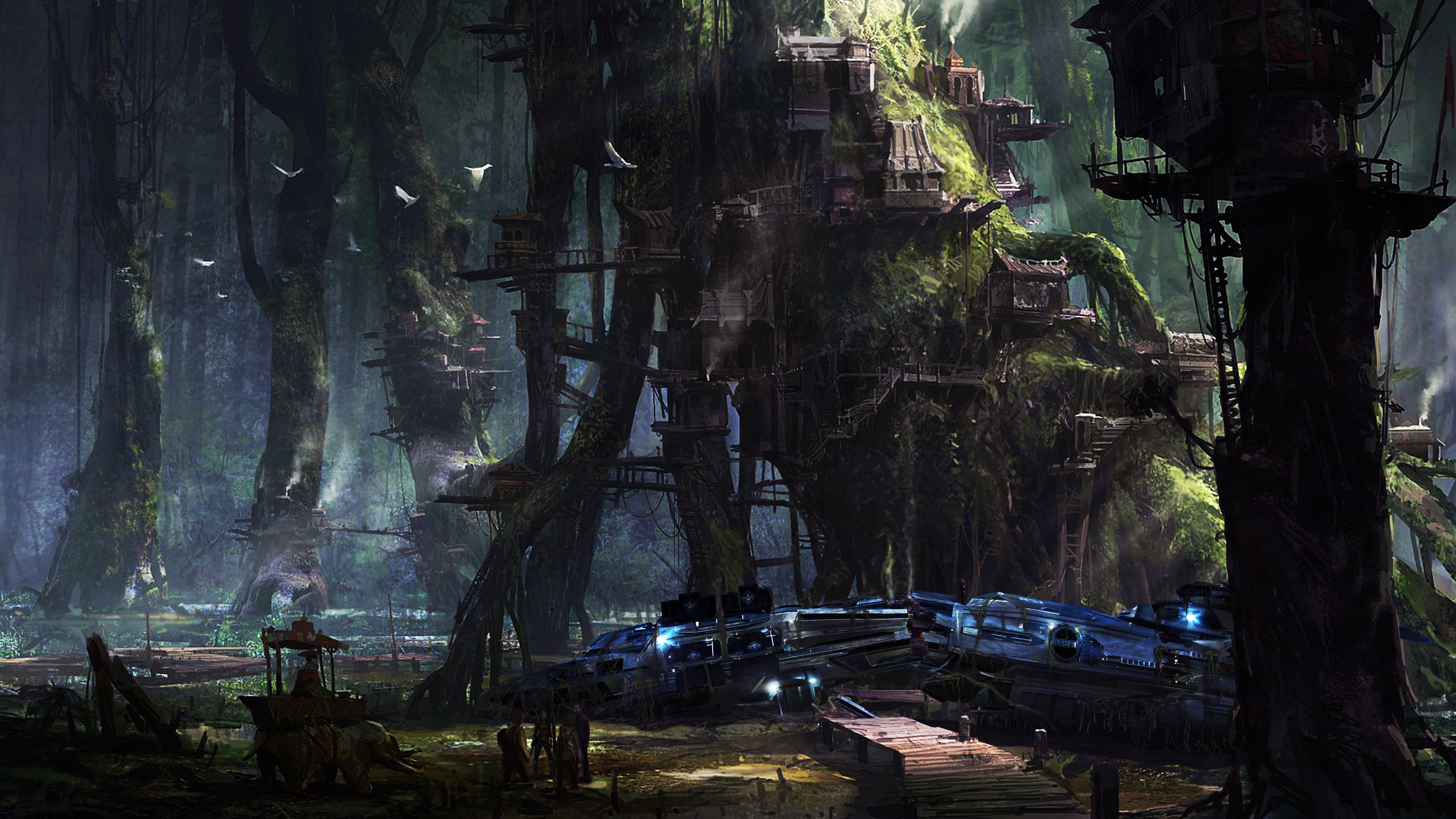 Star Citizen Fantastic World Jungle Settlement HD Wallpaper
