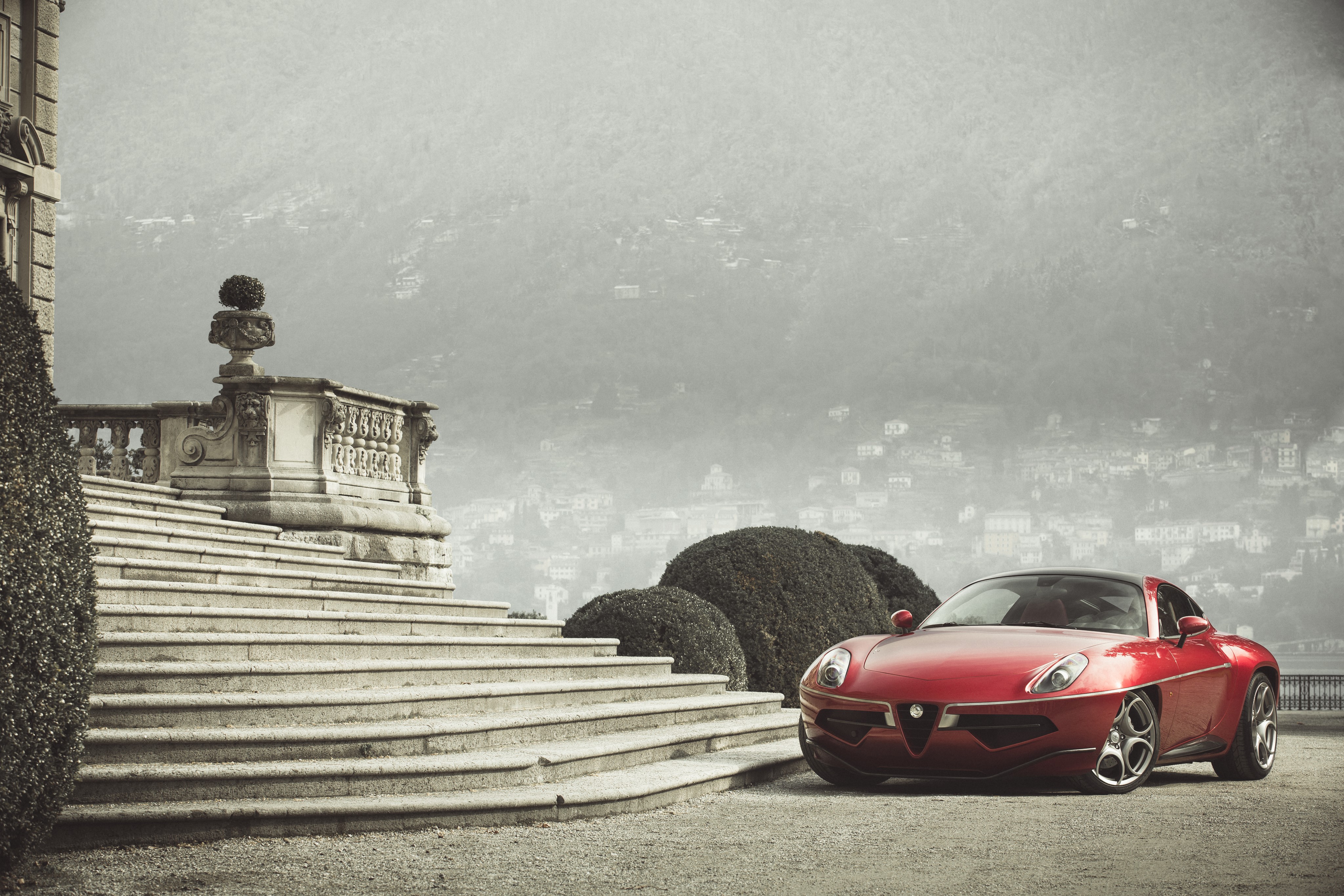 4K Red Alfa Romeo 2013 Disco Volante Touring HD Wallpaper