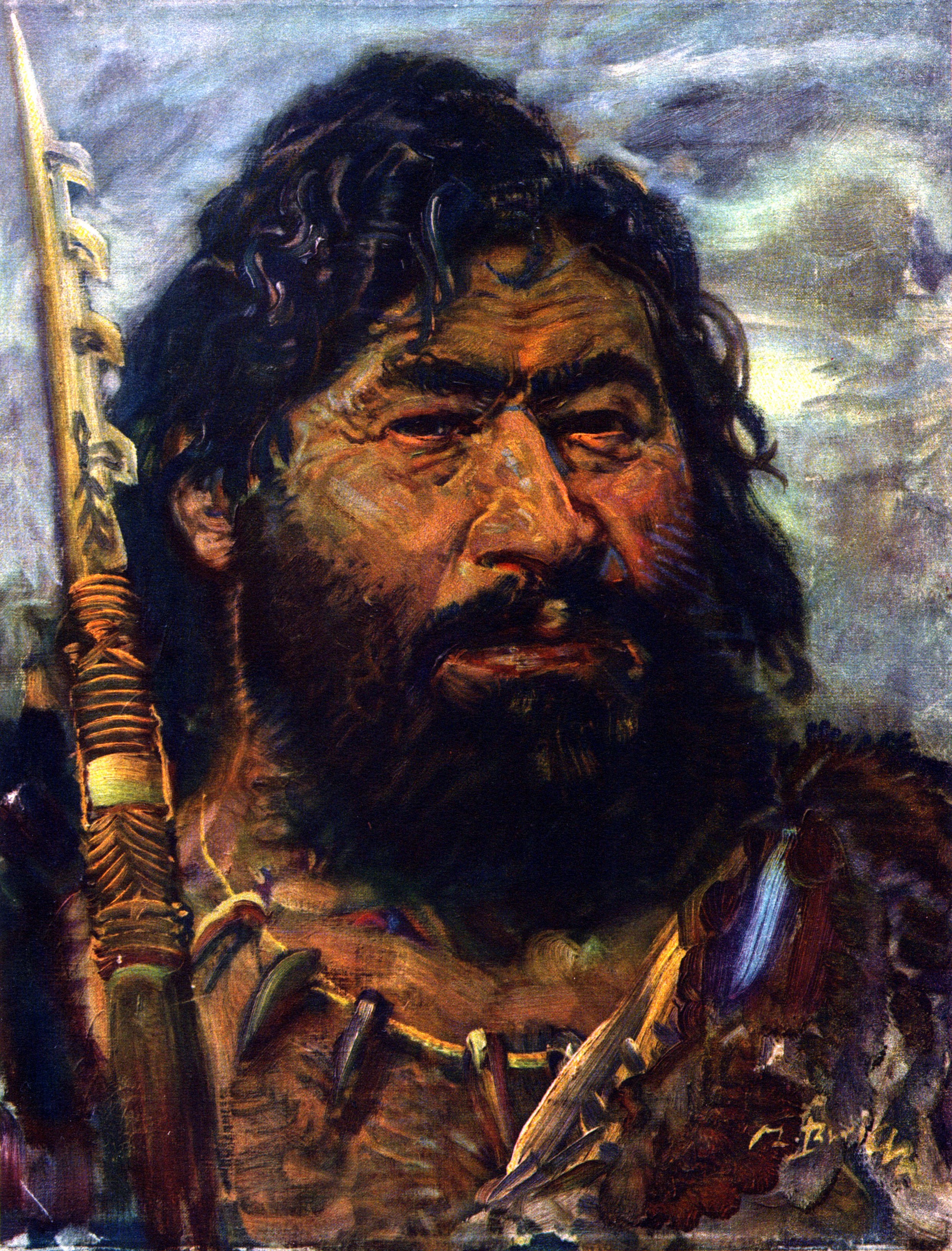 The Magdalenian Hunter by Zdenek Burian HD Phone Wallpaper