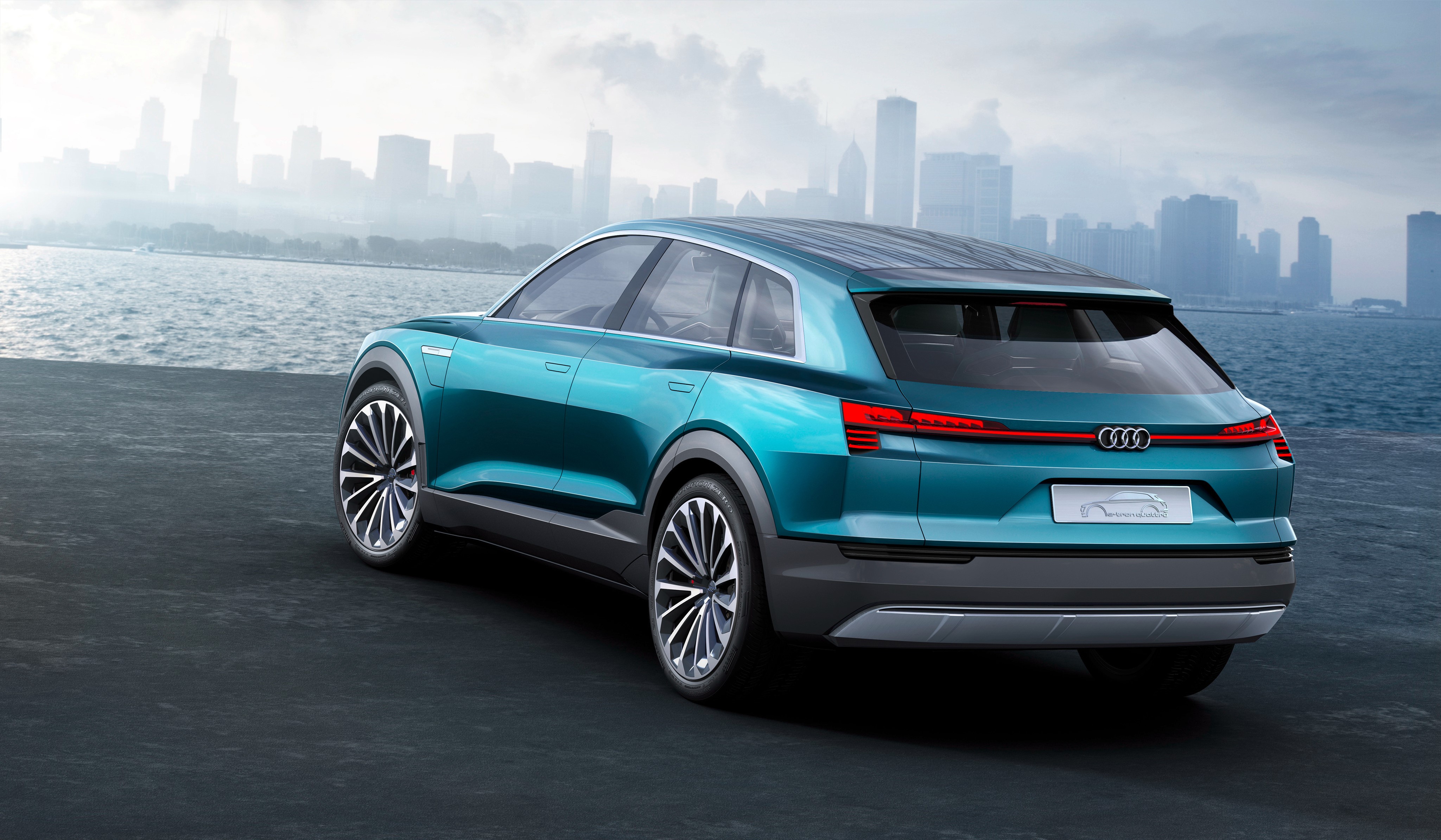 Audi e-tron quattro concept car back view HD Wallpaper