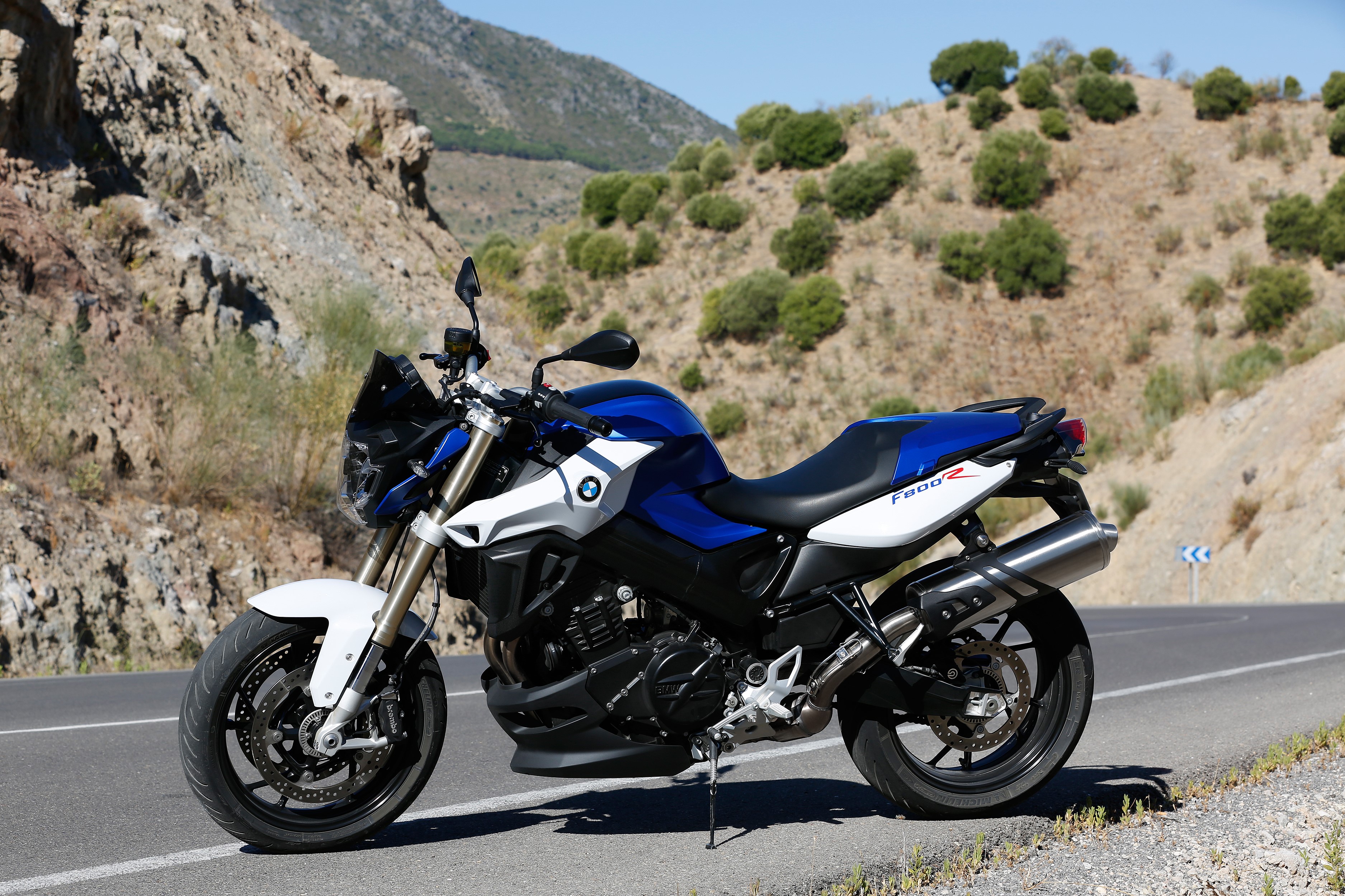 BMW F 800 R motorcycle on a road HD Wallpaper