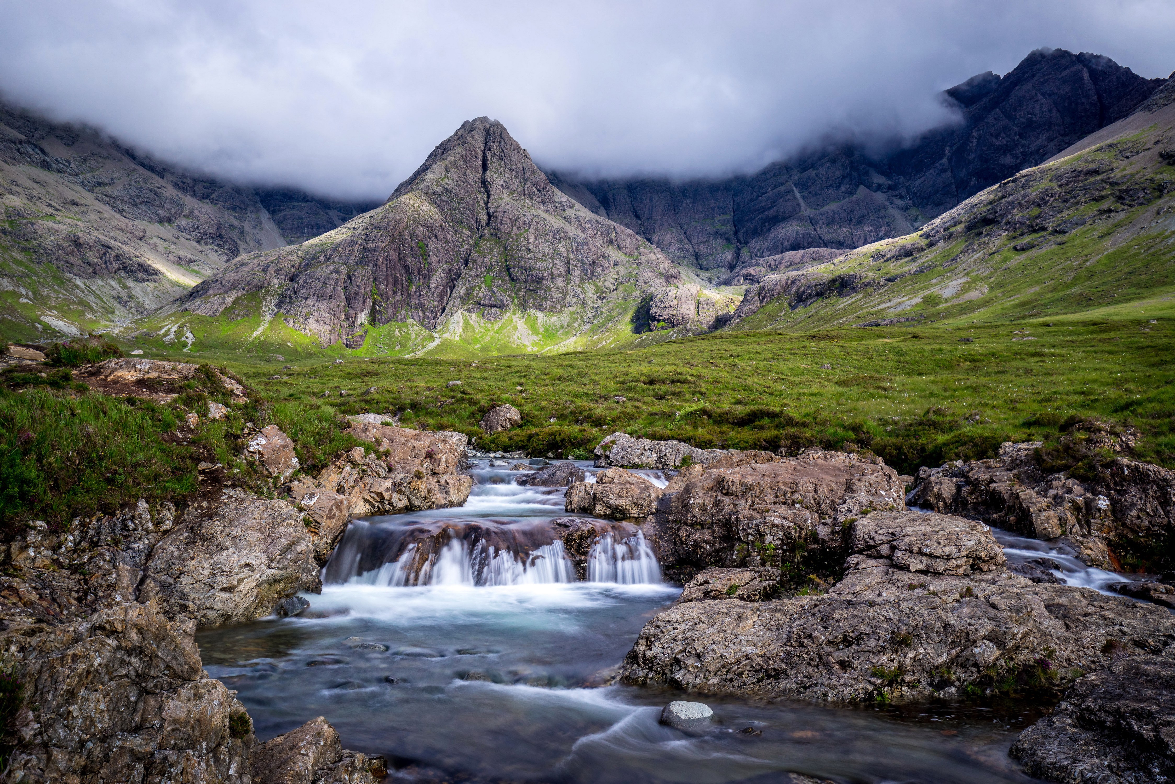 Fairy Pools Scotland Mountains Waterfalls Stones Scenery HD Wallpaper