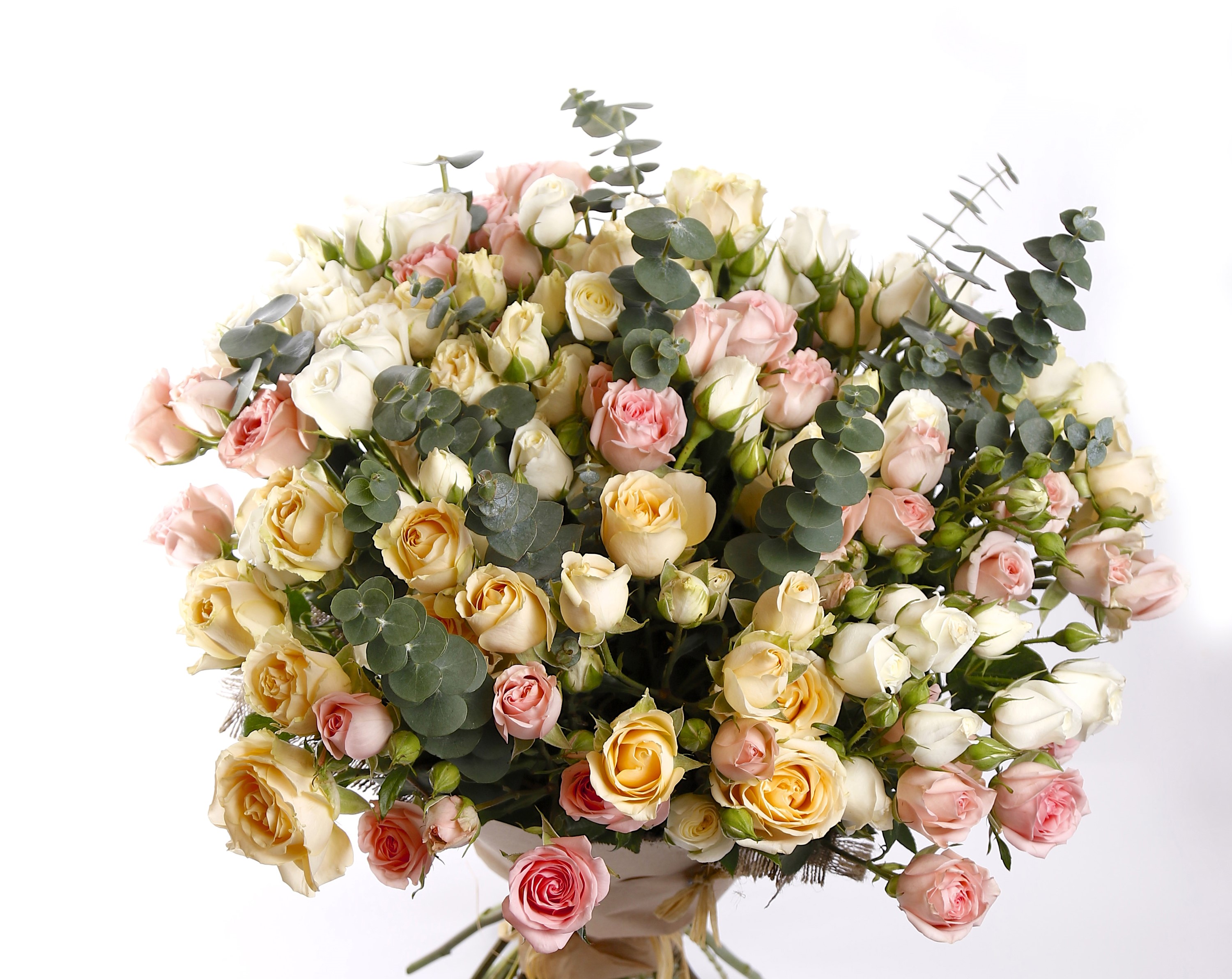 Bouquet of Roses with Eucalyptus HD Wallpaper