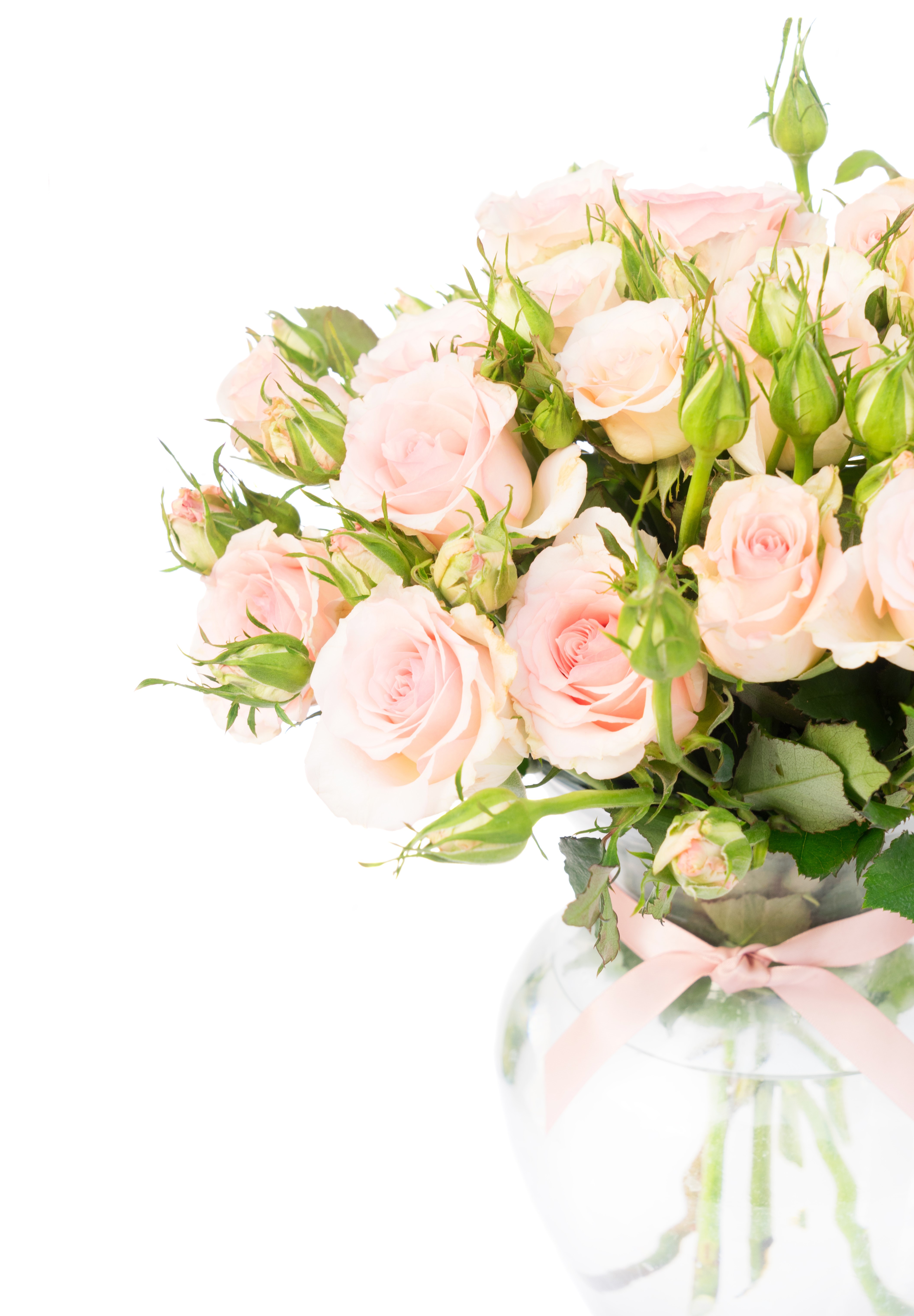 Bouquet of pink roses in a vase HD Phone Wallpaper