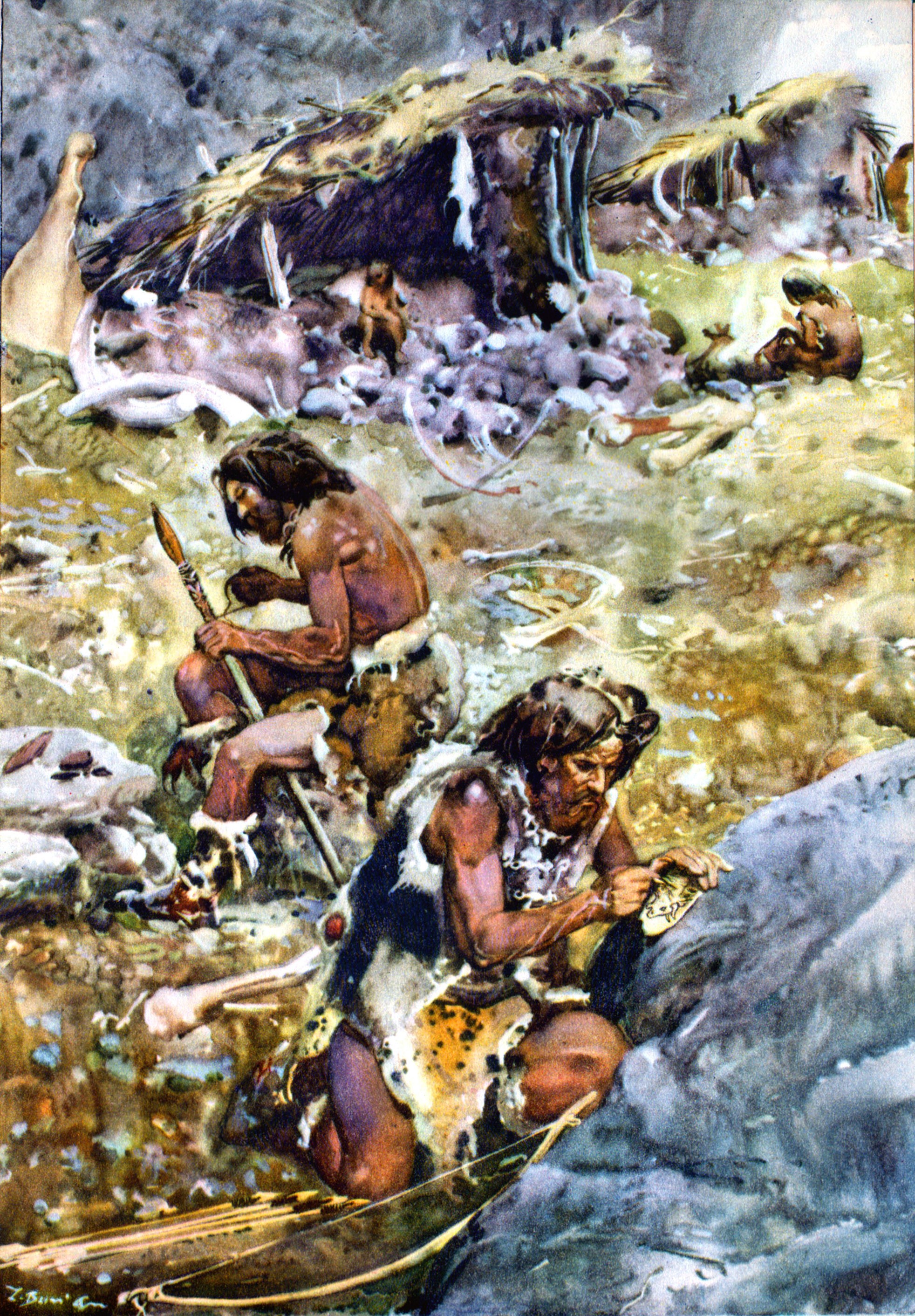 Prehistoric people working and crafting HD Phone Wallpaper