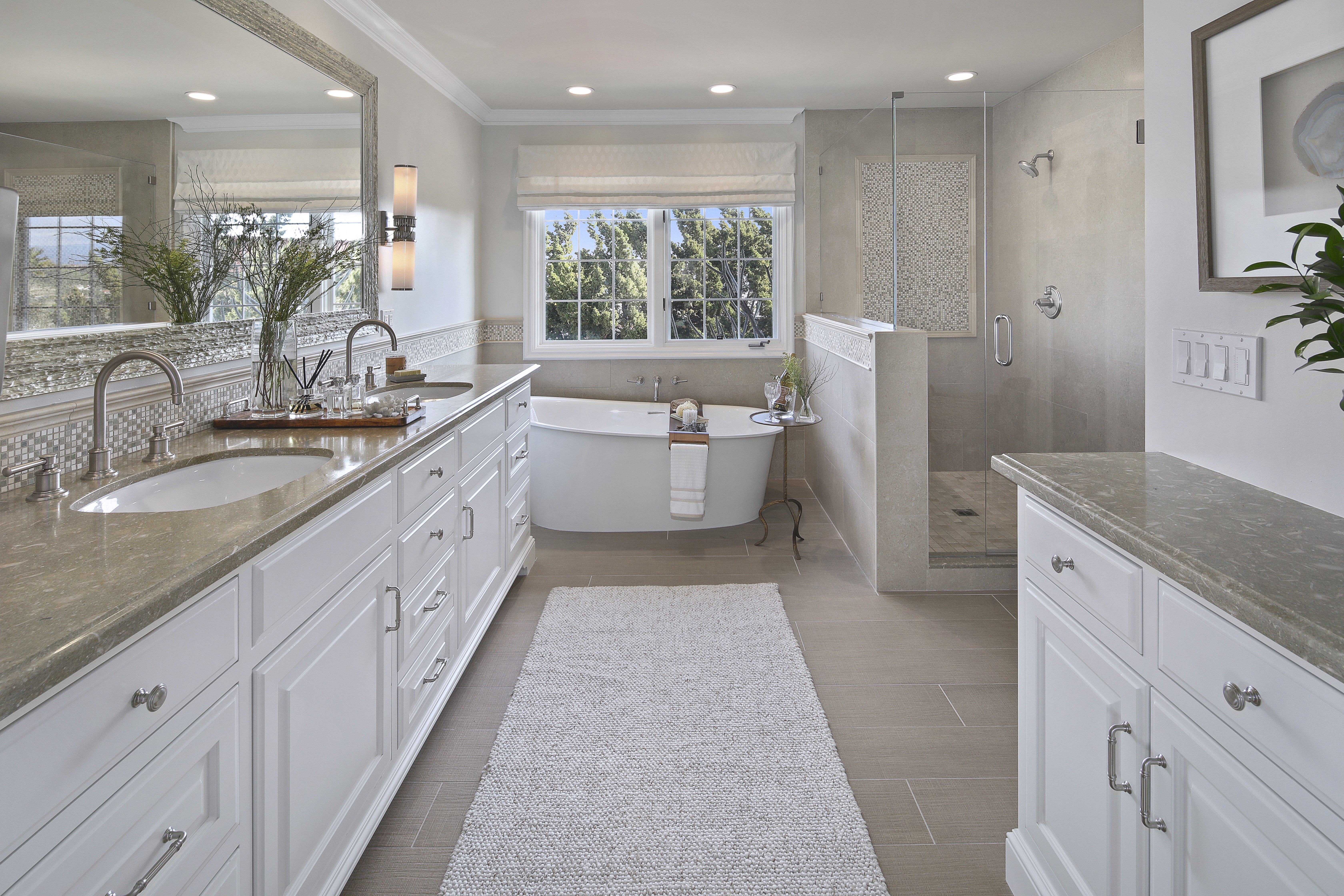 Modern Bathroom with Bathtub and Shower HD Wallpaper