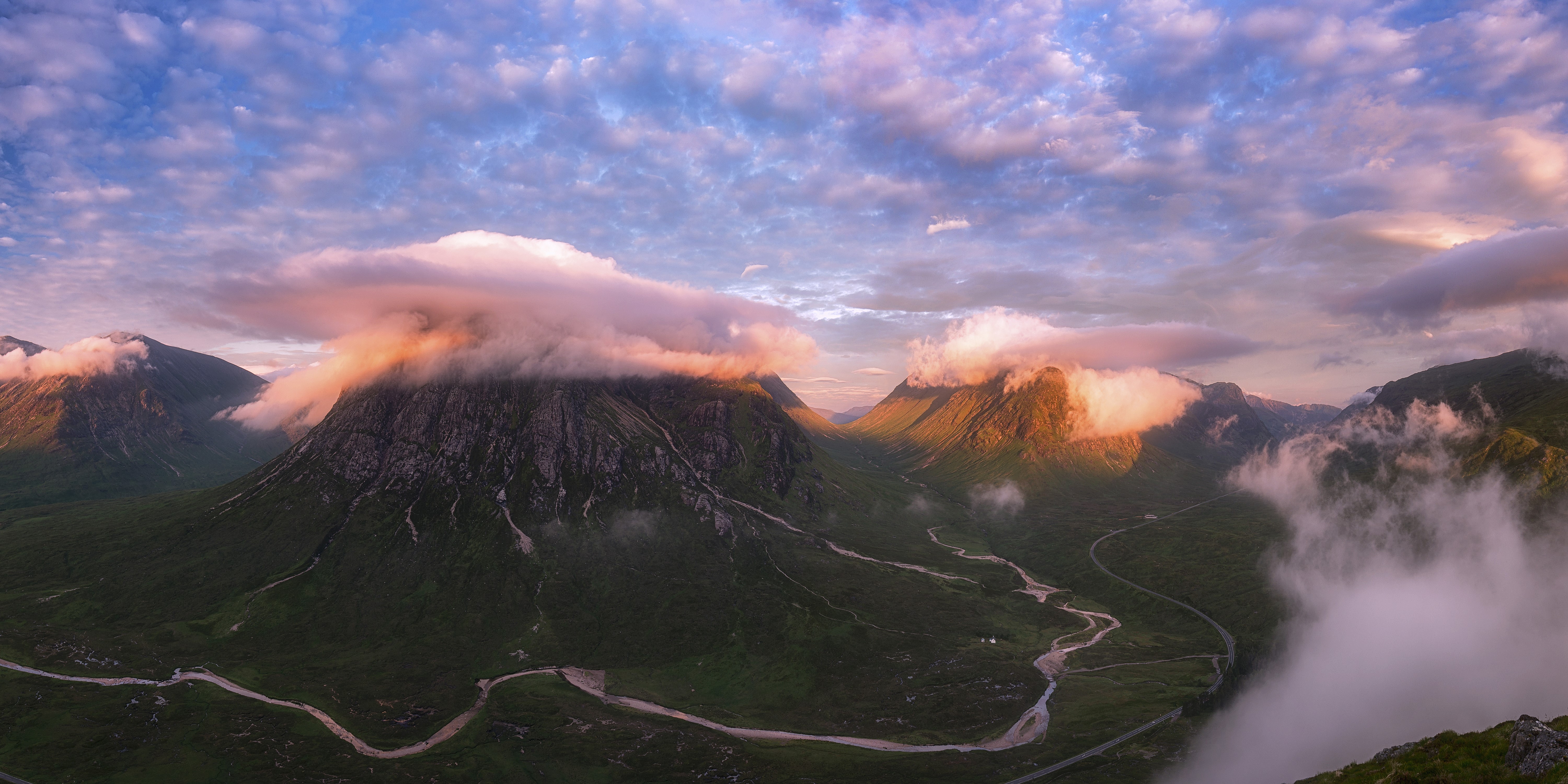 Glen Coe Scotland Mountains with Clouds at Sunset HD Wallpaper