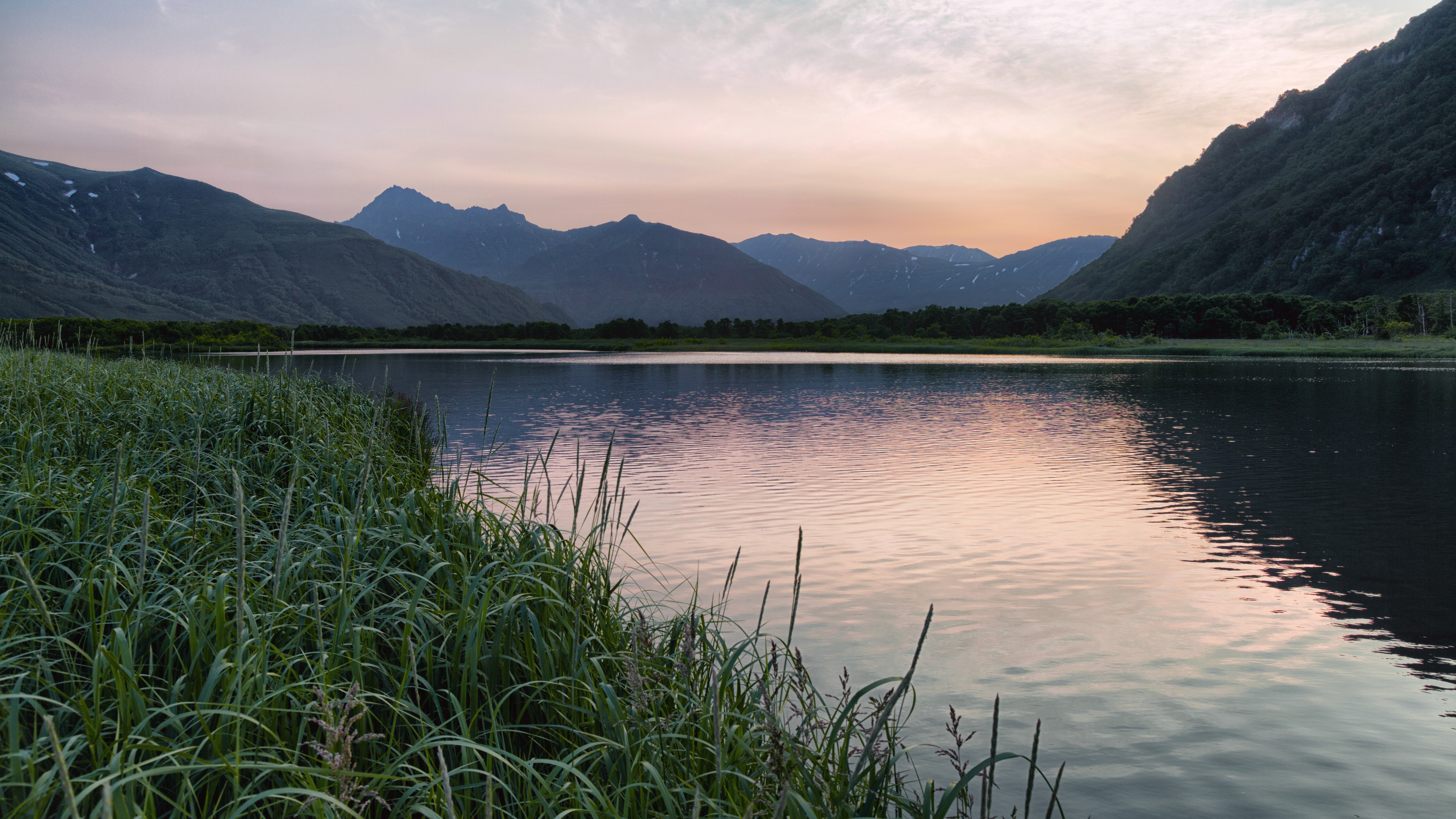 Kamchatka Peninsula Russia Mountains River Grass HD Wallpaper