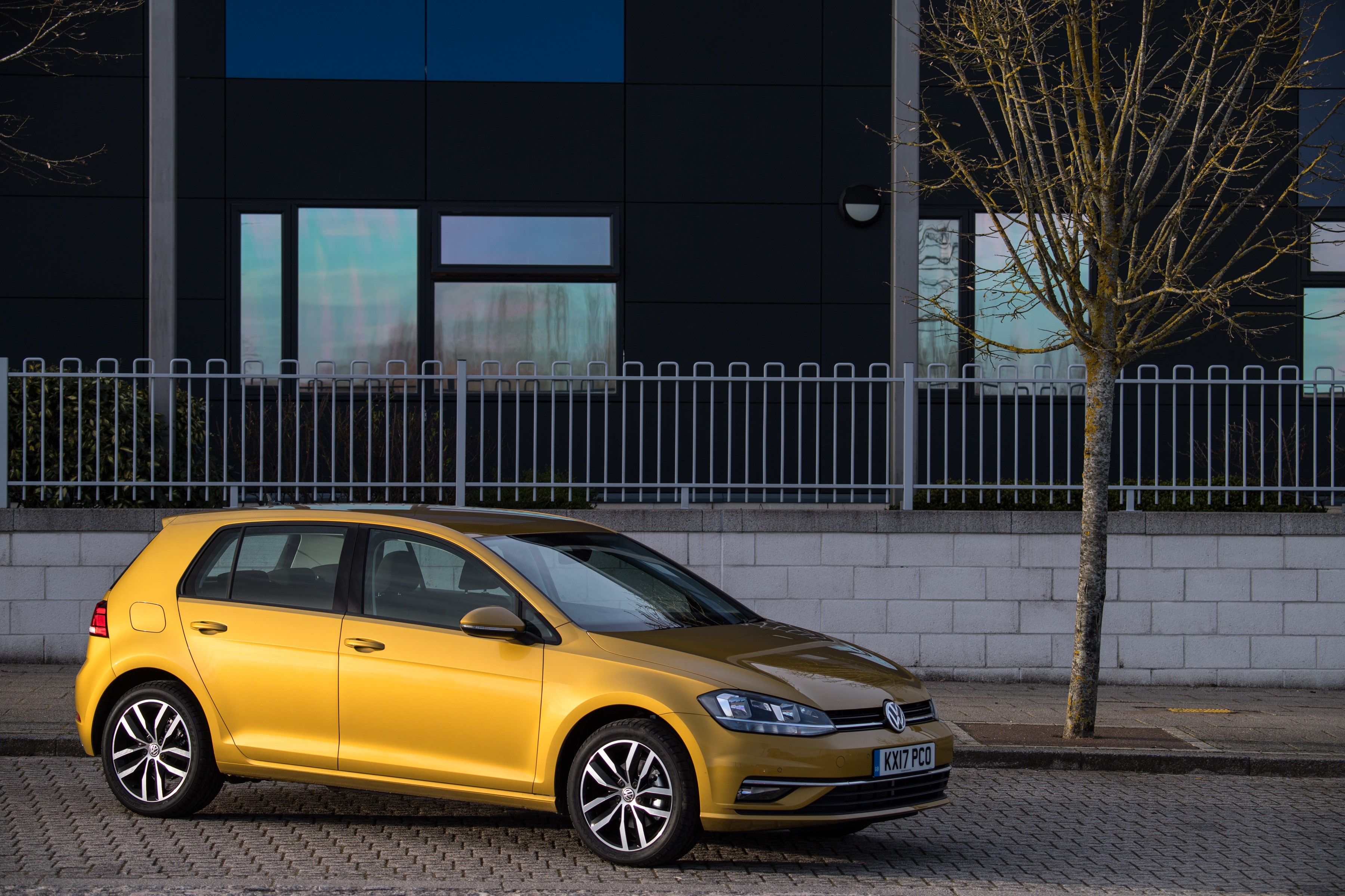 Yellow 2017 Volkswagen Golf TDI 5-door HD Wallpaper