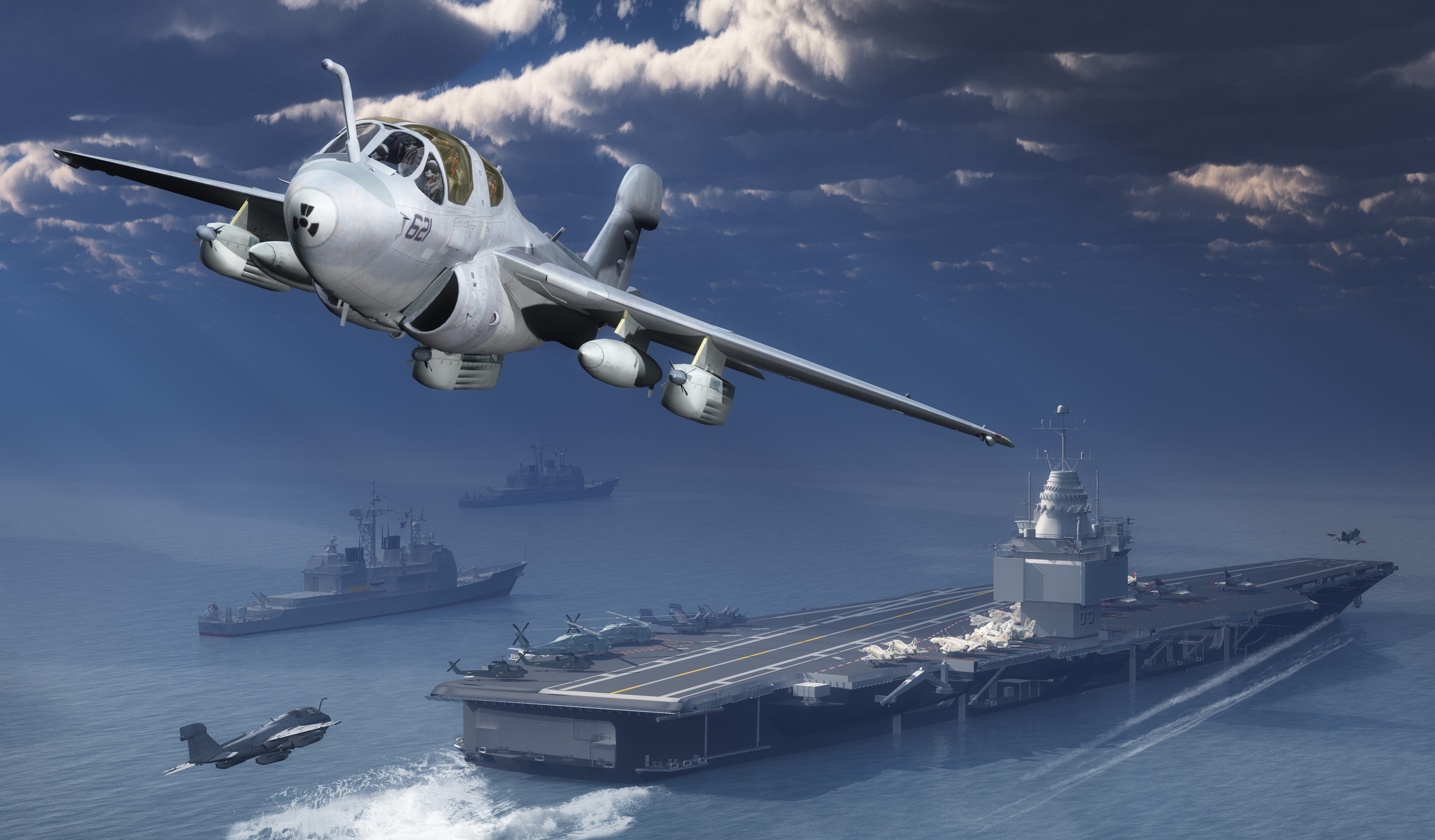 4K Northrop Grumman EA-6B Prowler Aircraft Carrier HD Wallpaper