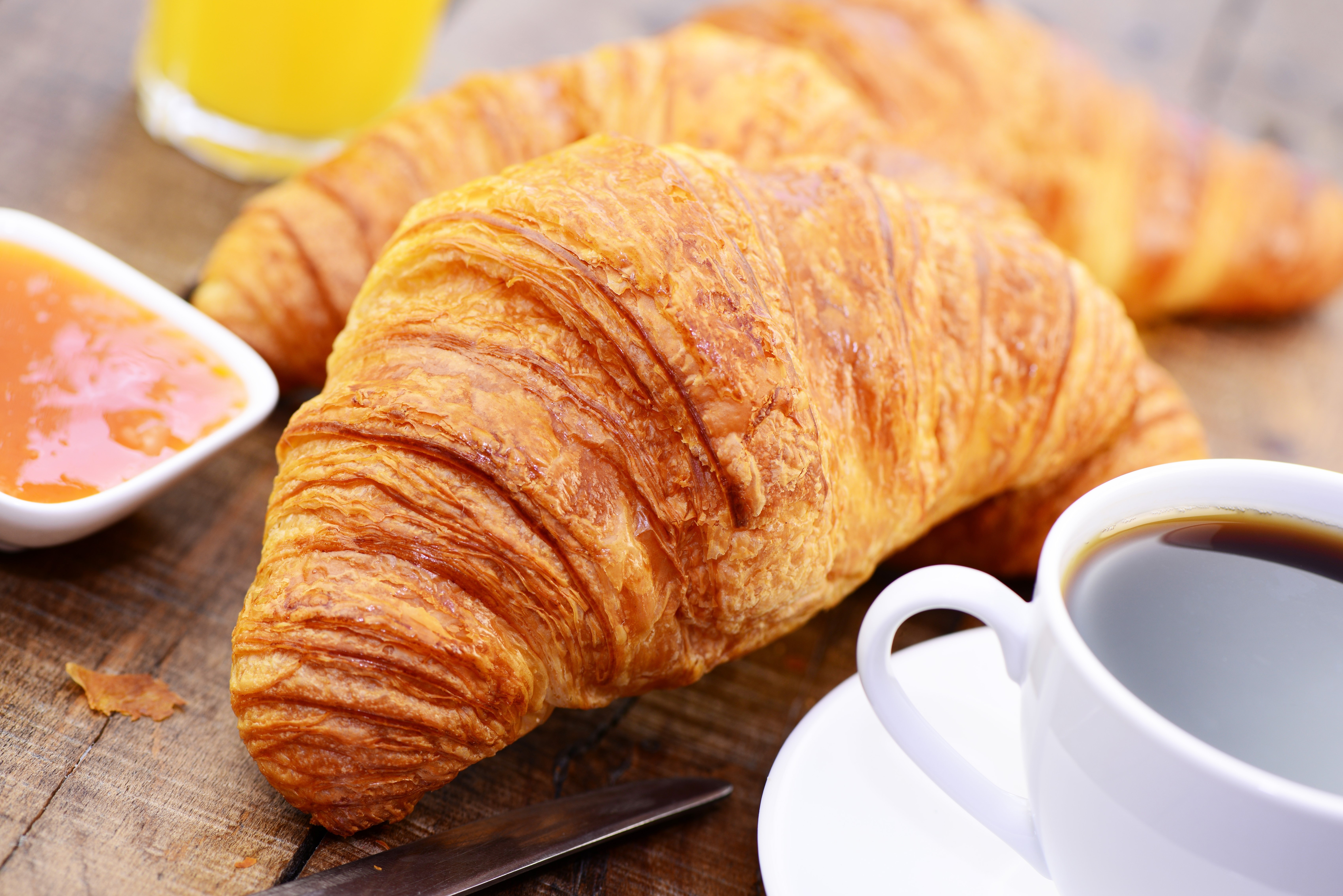 Croissants with Jam and Coffee HD Wallpaper