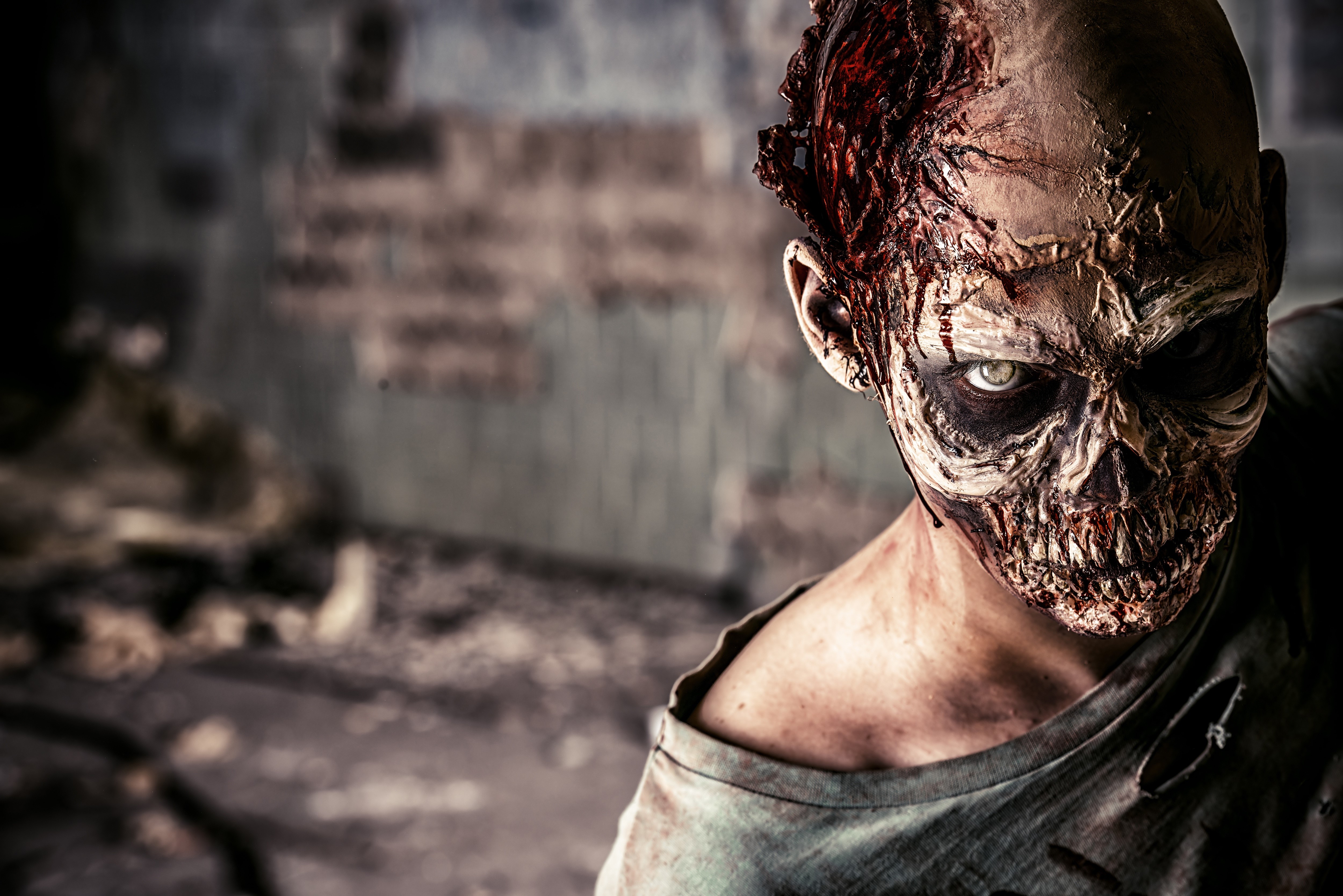 Zombie with bloody wounds HD Wallpaper