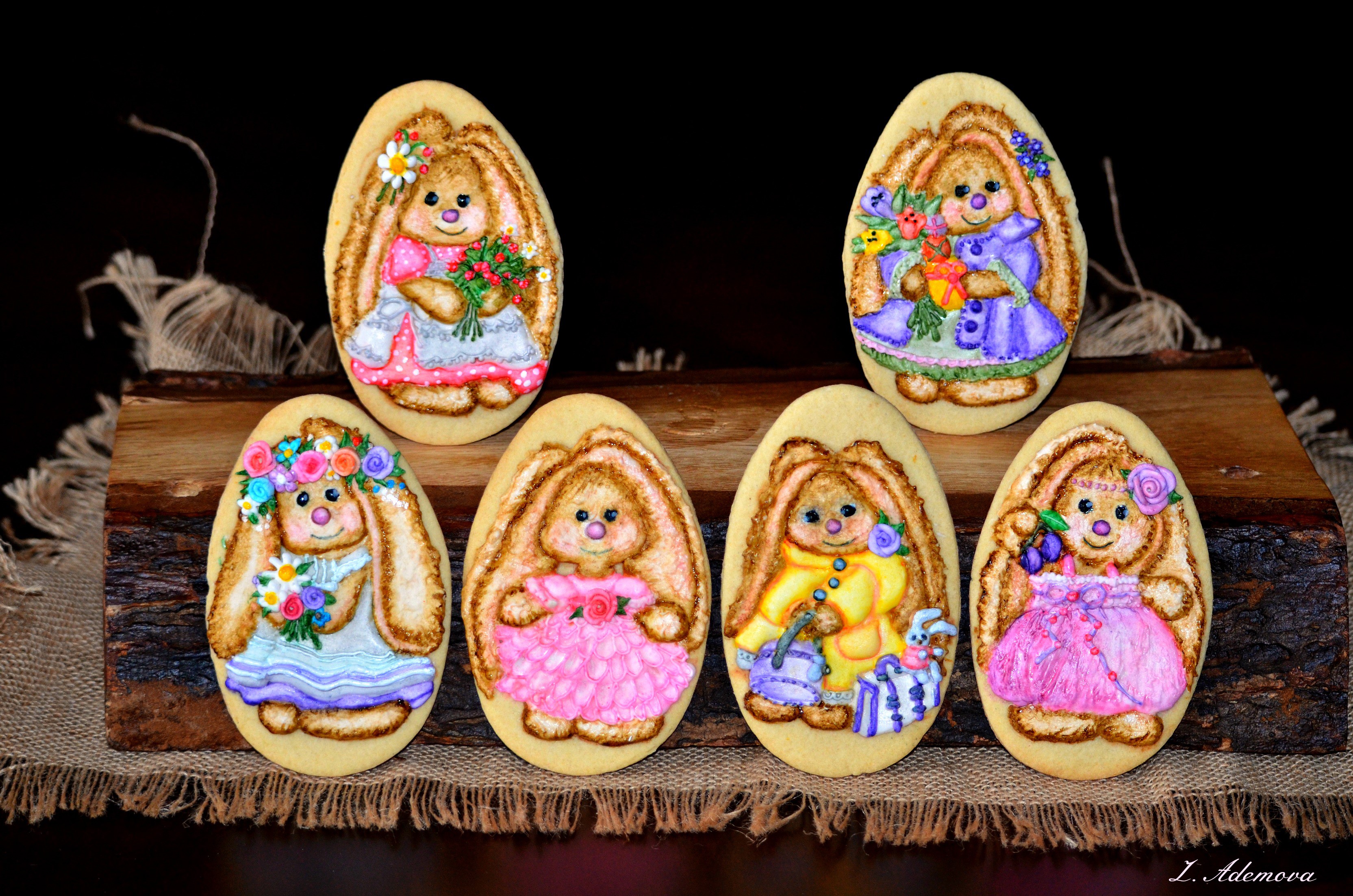 Easter Egg Cookies with Bunny Designs HD Wallpaper