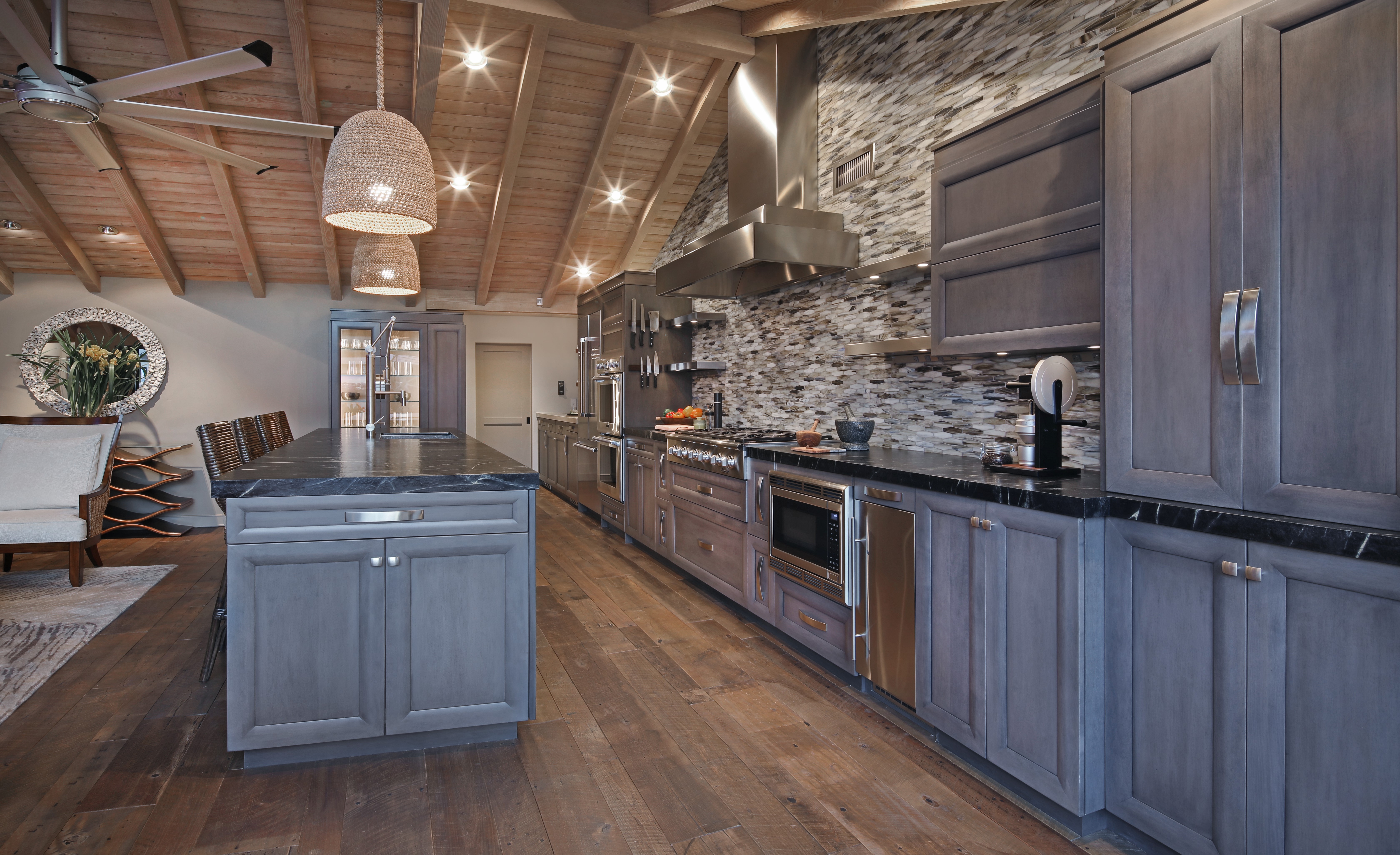 Kitchen Interior Design with Island and Appliances HD Wallpaper