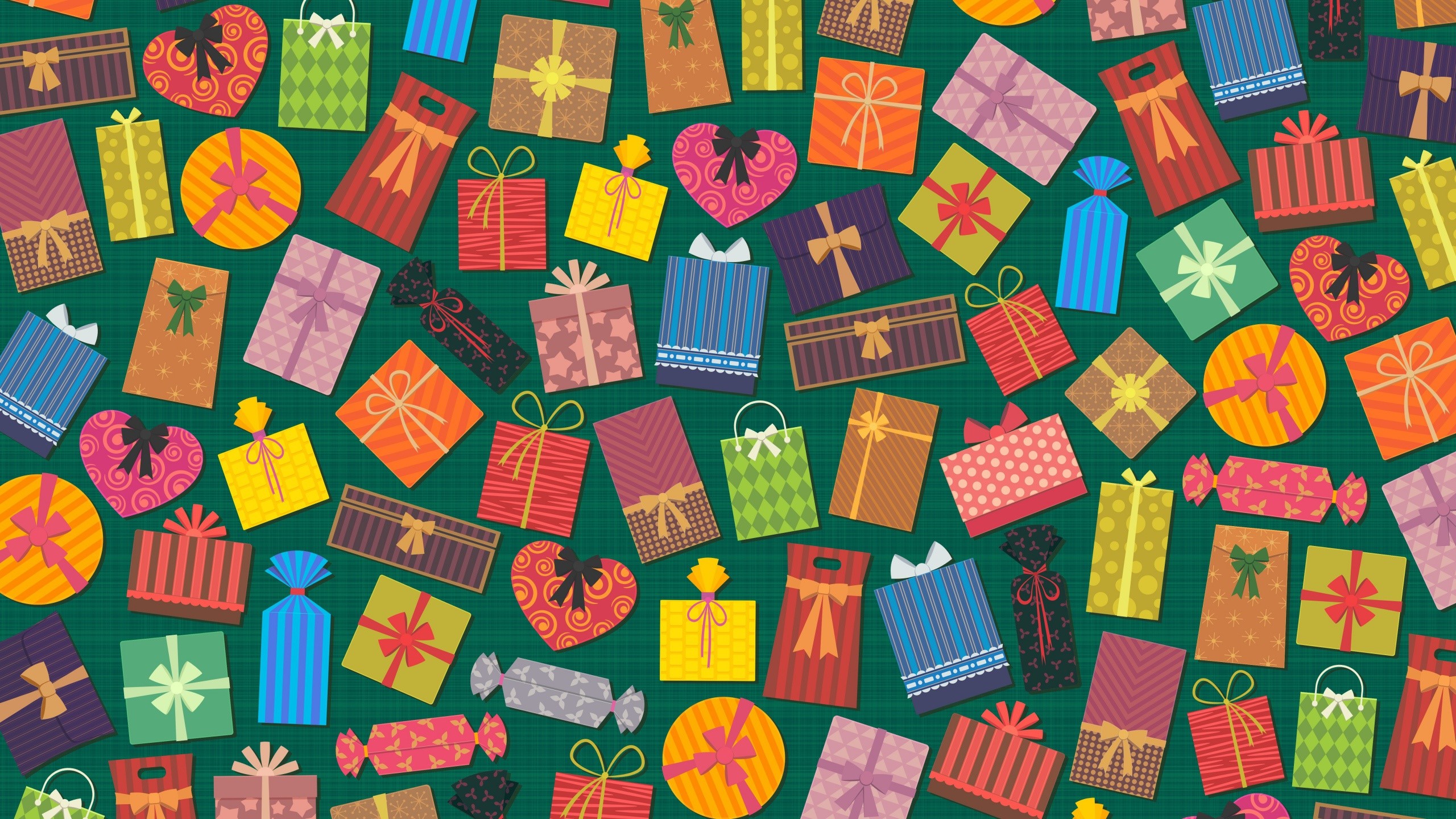 Colorful gifts and candies pattern HD Wallpaper