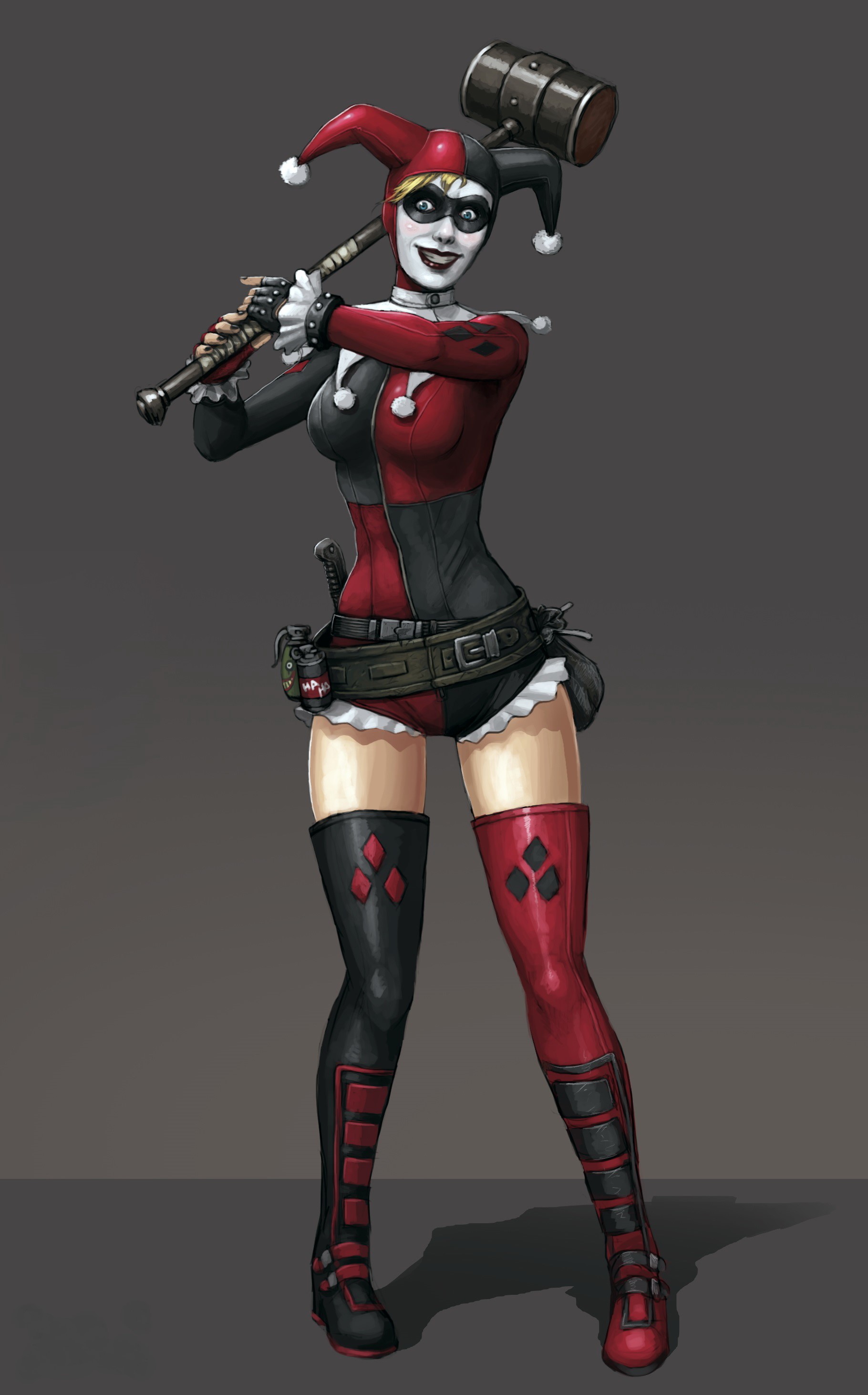 Harley Quinn from DC Comics holding a hammer HD Phone Wallpaper