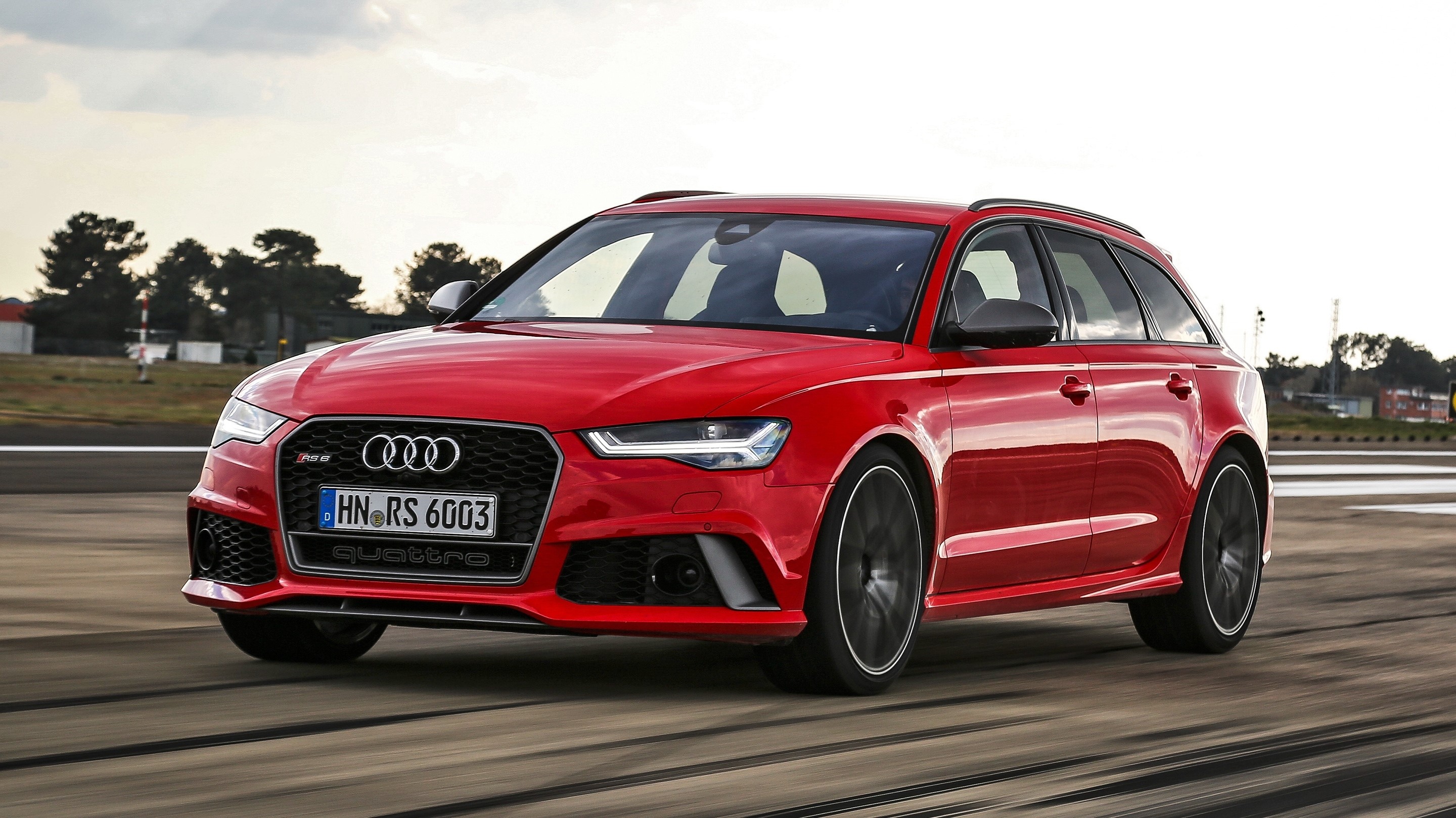 Red Audi RS 6 Avant Estate Car in Motion HD Wallpaper