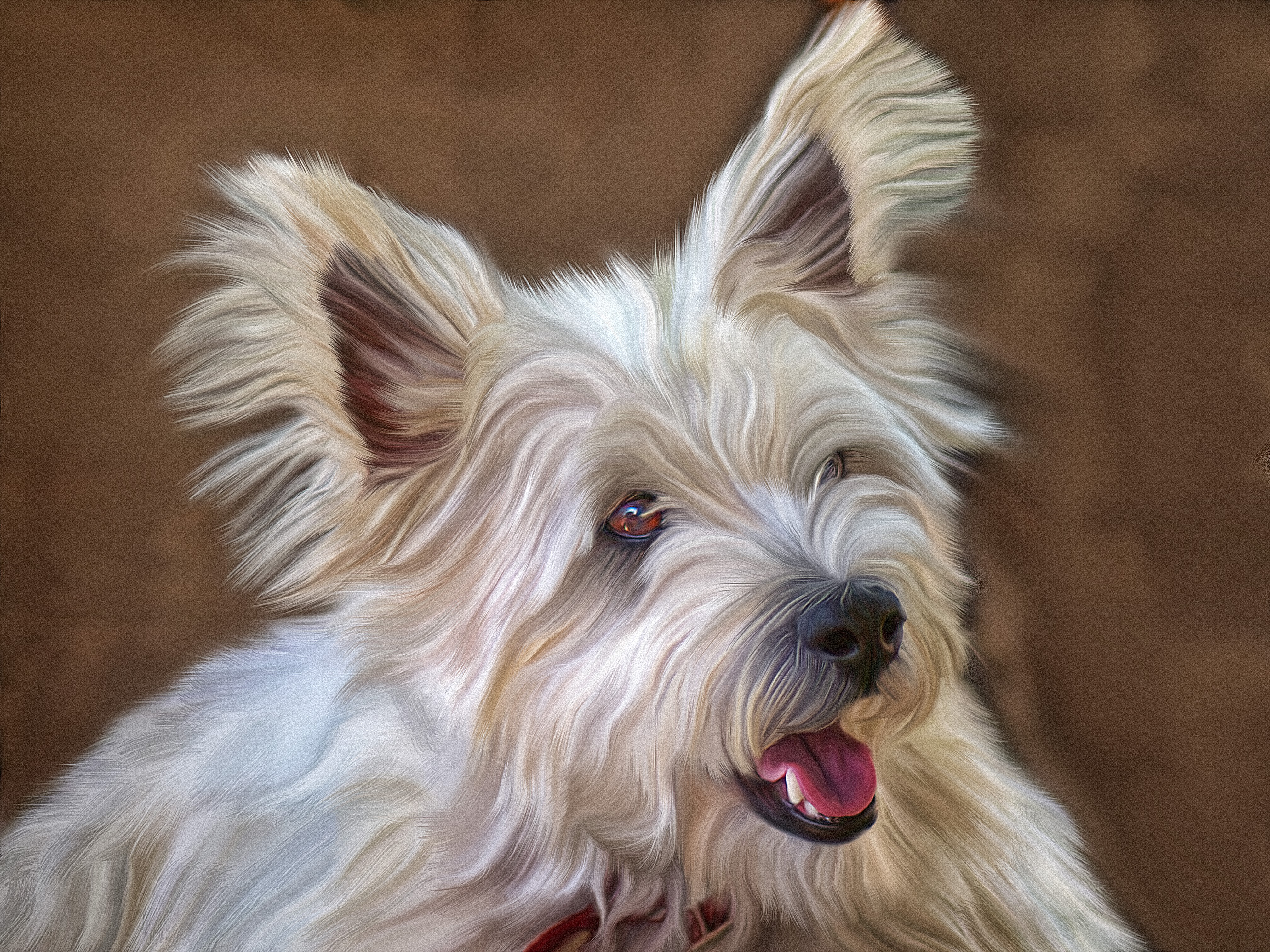 Painting Art of a White Dog HD Wallpaper