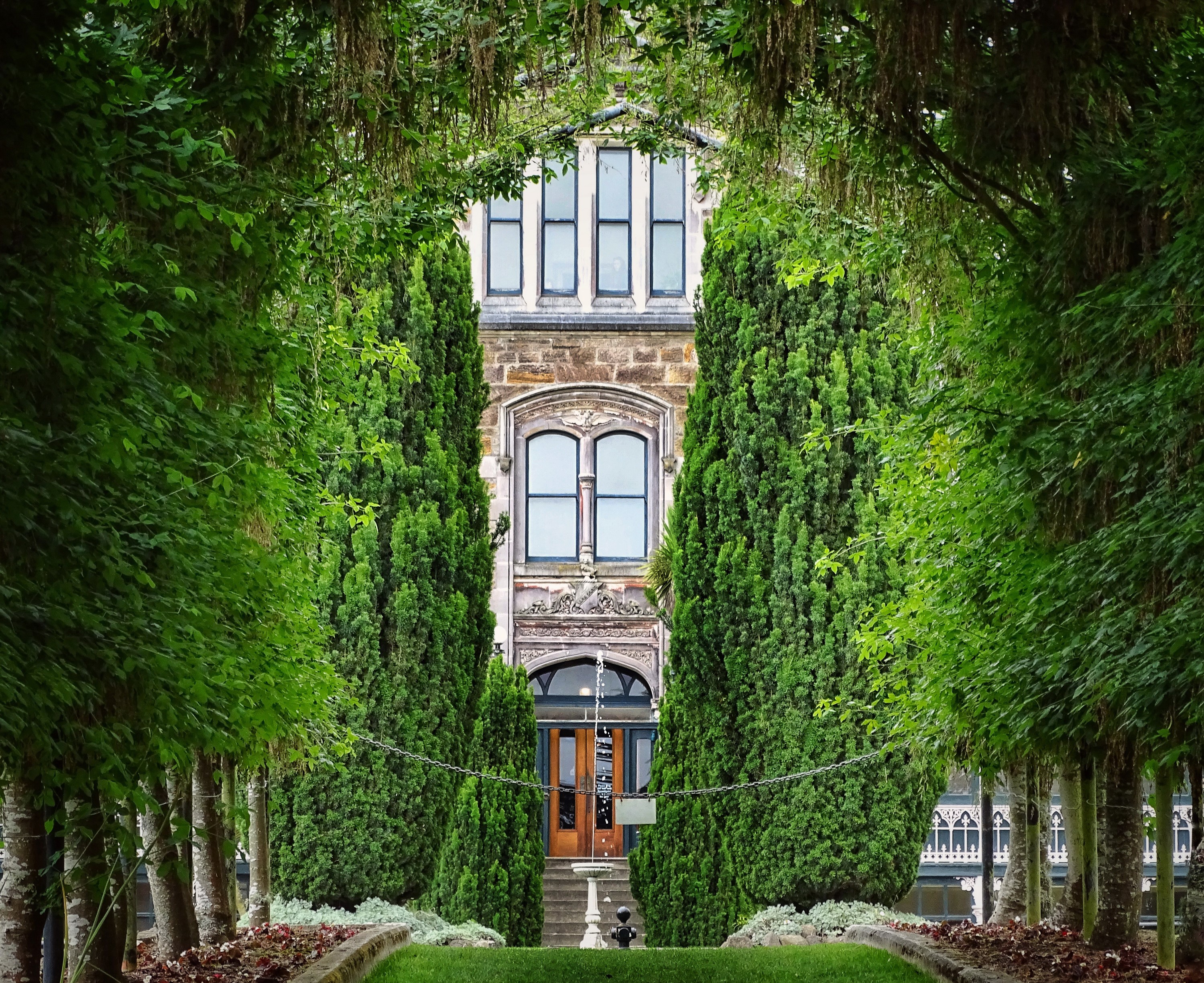 Larnach Castle Dunedin, New Zealand with Trees HD Wallpaper