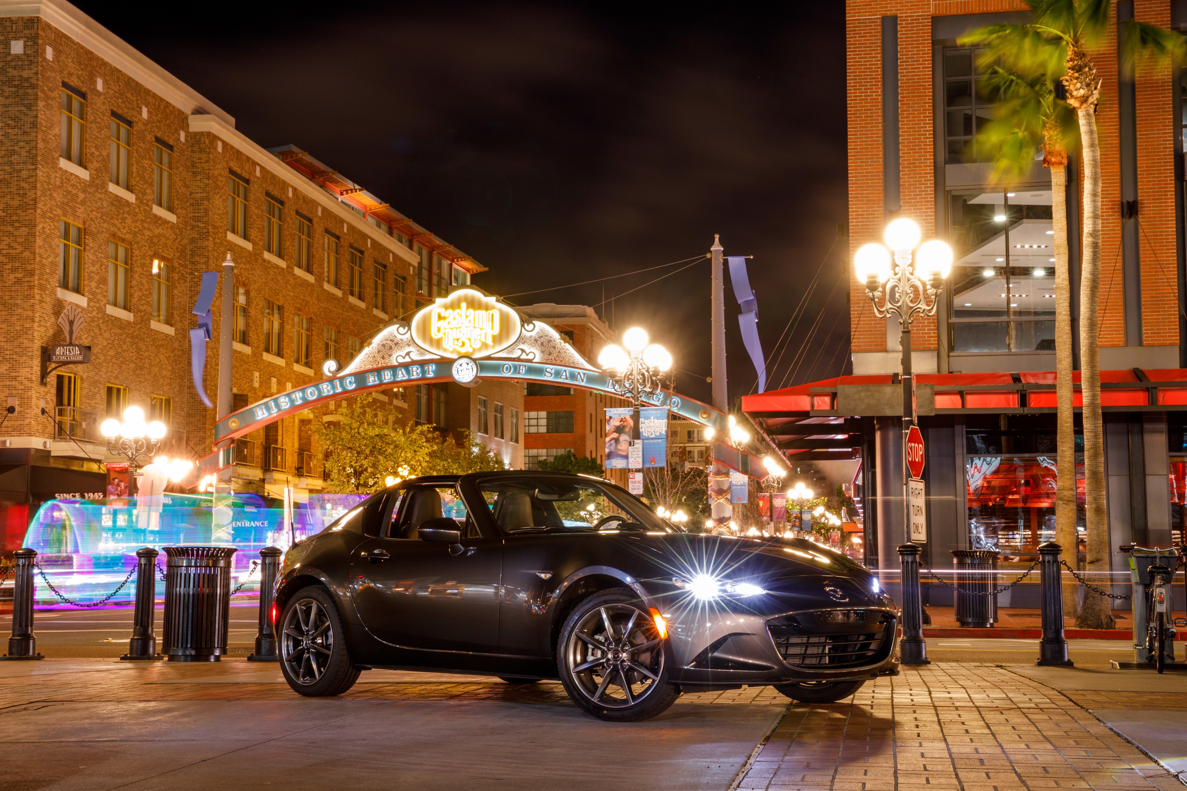 Mazda MX-5 Miata RF on a Historic Street at Night HD Wallpaper