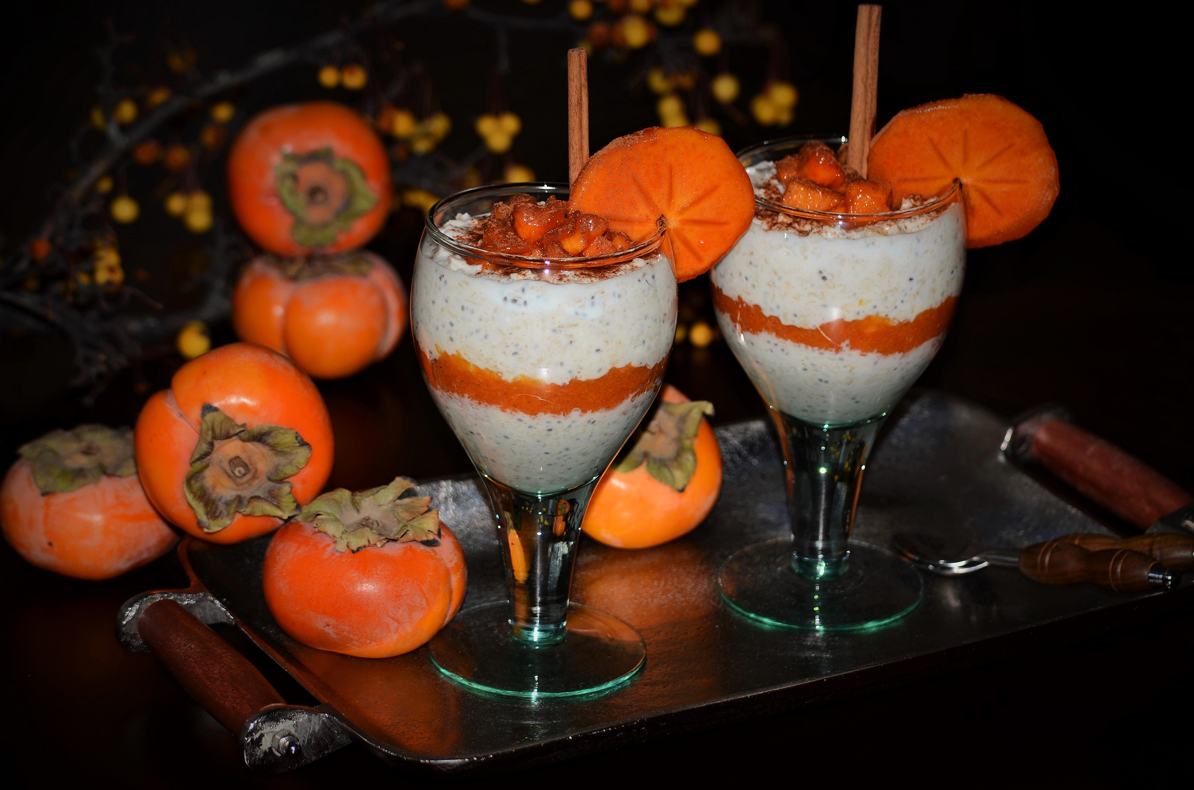 Dessert with Persimmons and Cinnamon HD Wallpaper