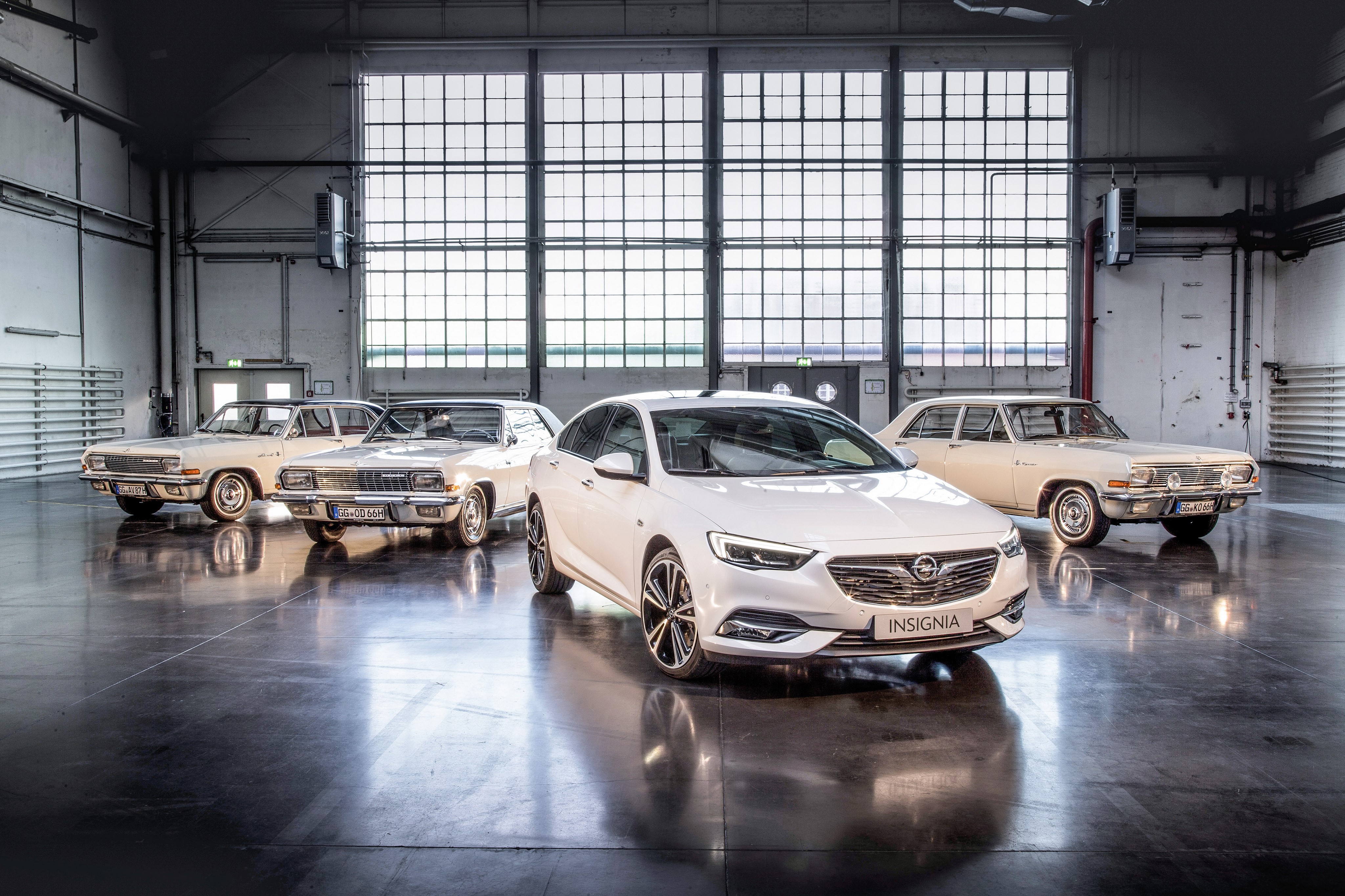 4K White Opel Insignia and Vintage Opels HD Wallpaper