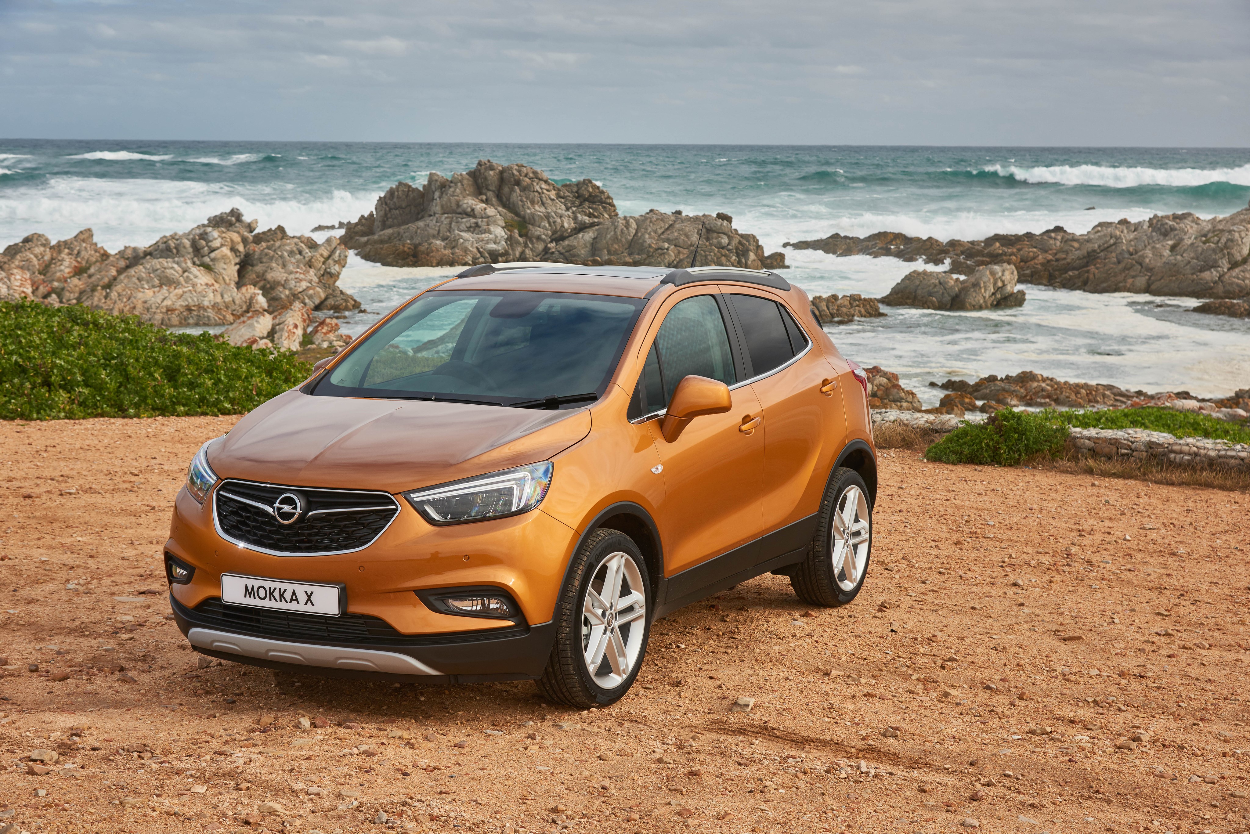 Orange Opel Mokka X by the Ocean HD Wallpaper