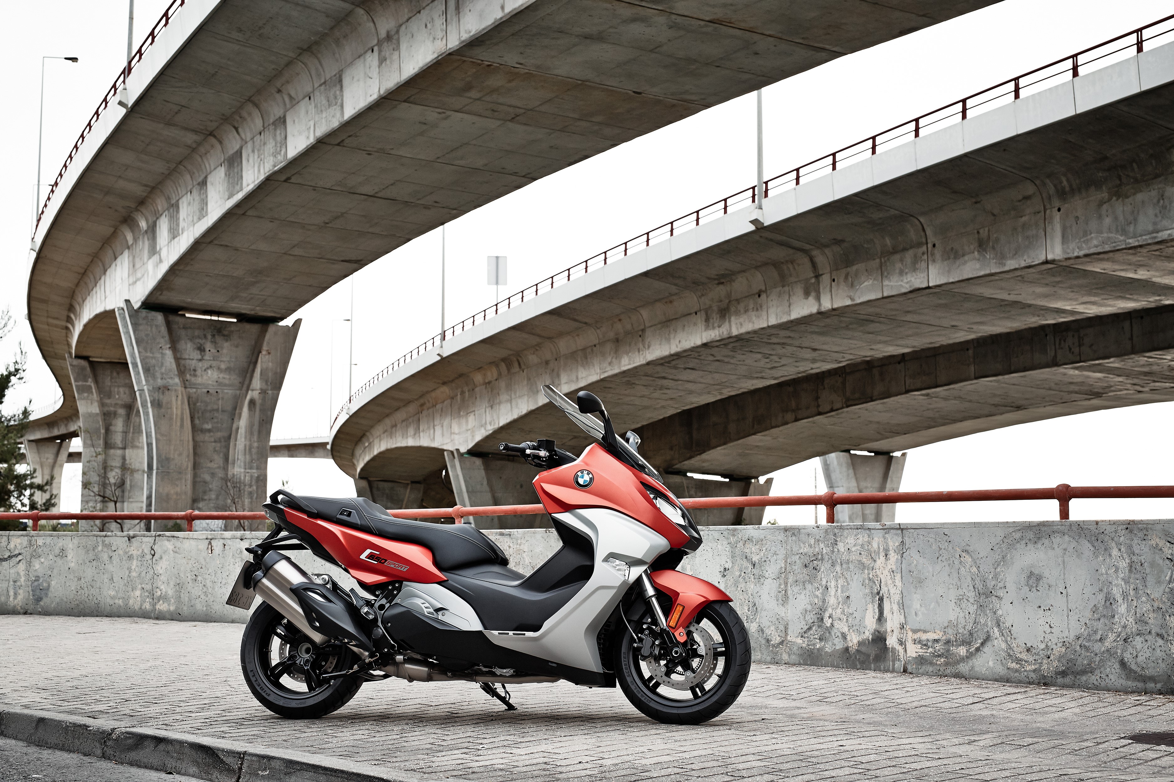 BMW C 650 Sport scooter under concrete overpasses HD Wallpaper