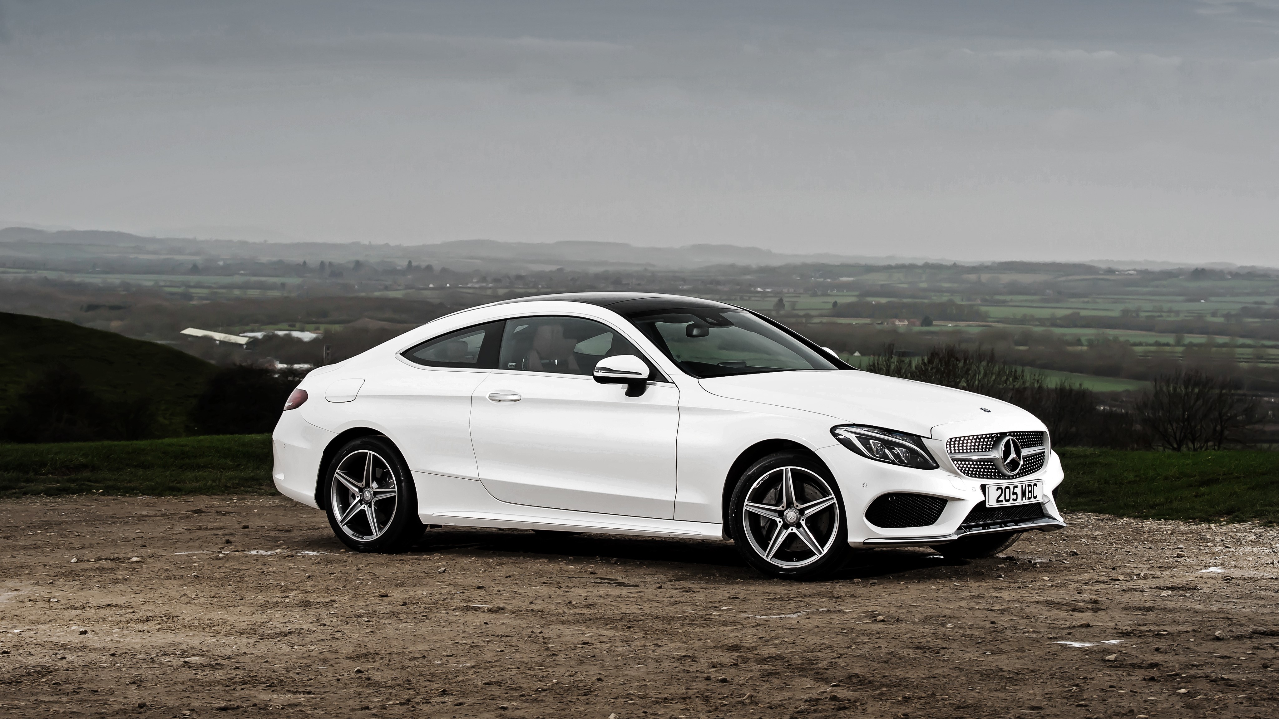 White Mercedes-Benz C-Class Coupe 4K HD Wallpaper
