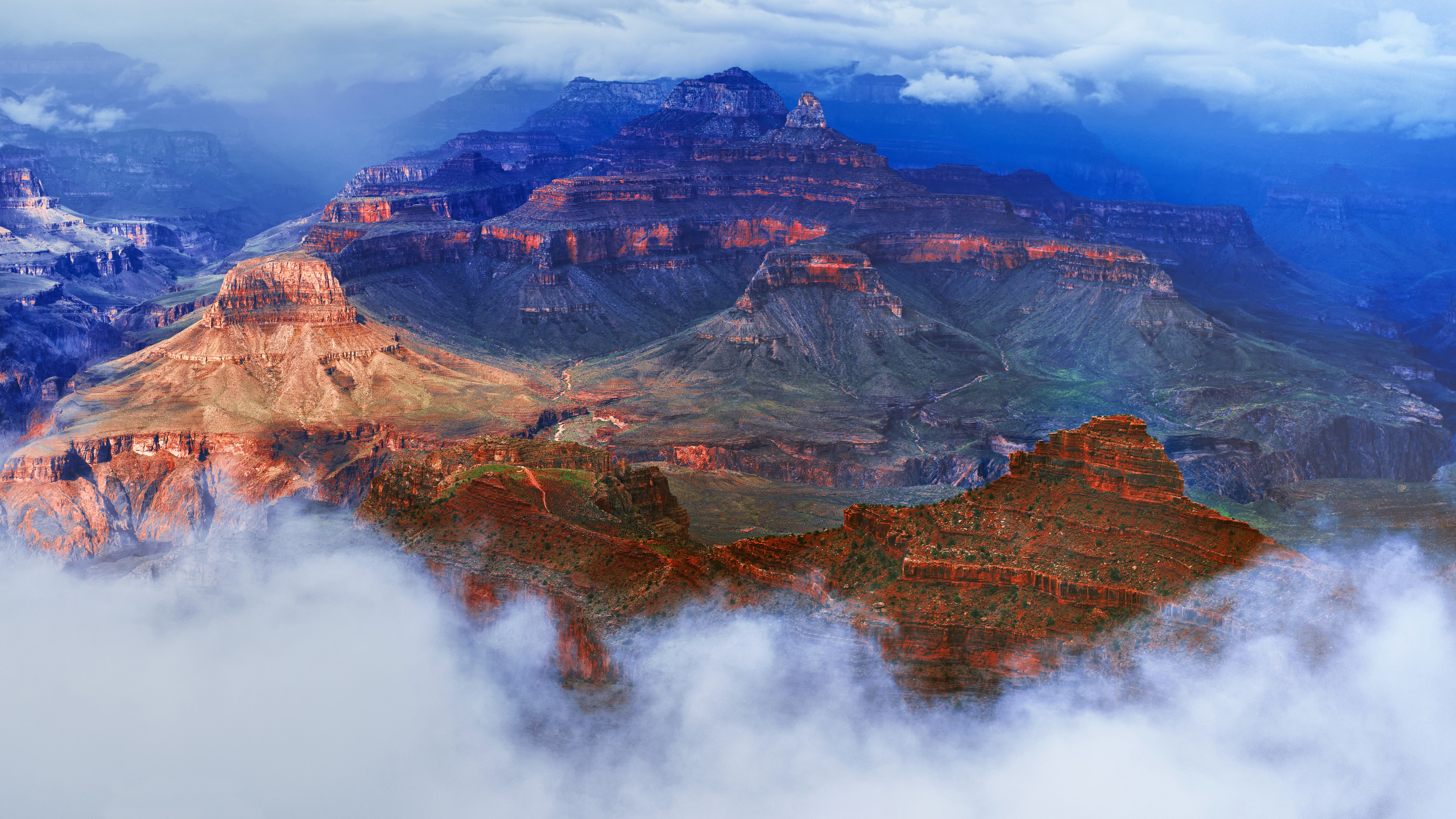 Grand Canyon National Park with Clouds HD Wallpaper